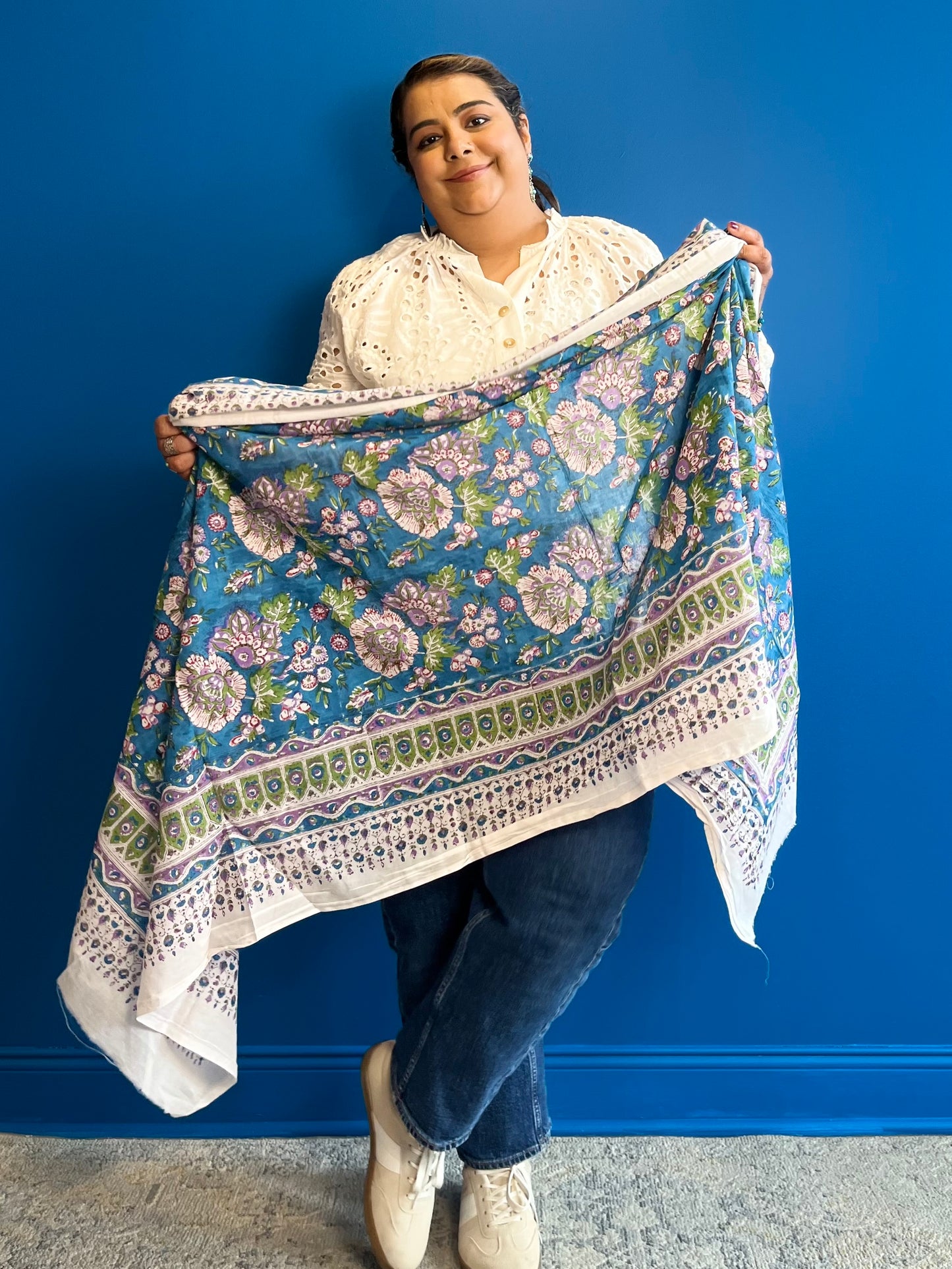 Garden Scarf in Blue Multi Color Print