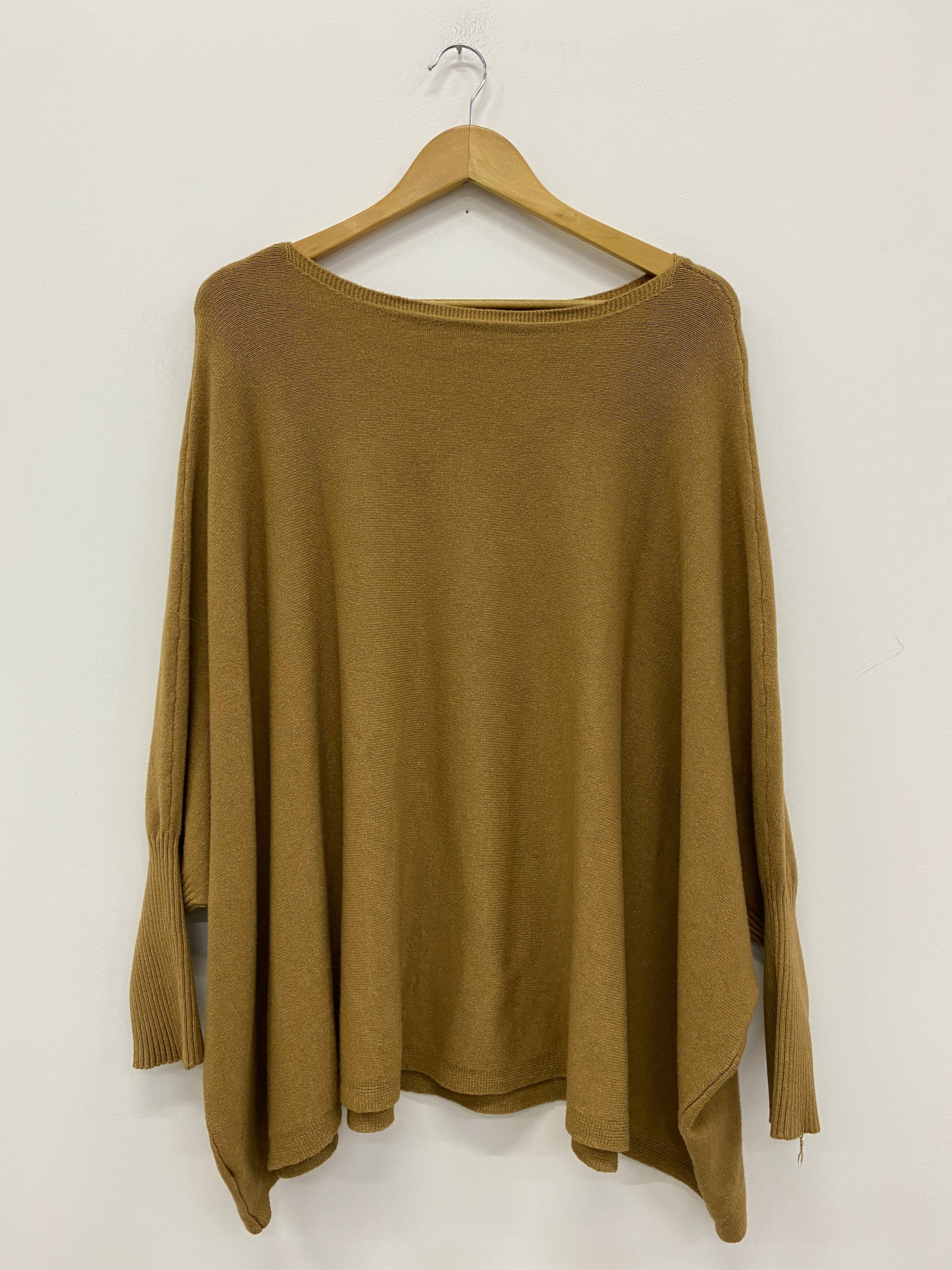 LEL-T8717 plain knit tunic sweater: Ecru / One size