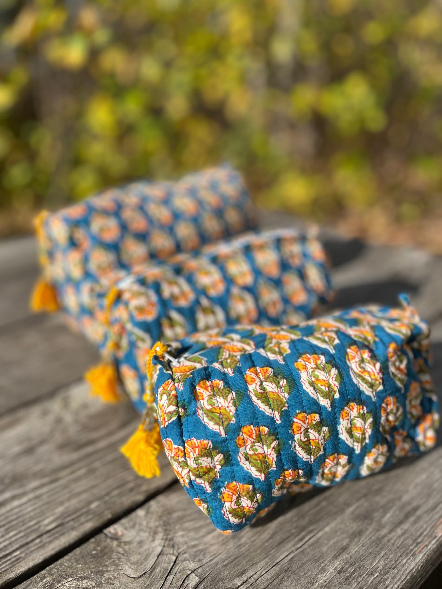 Make Up Bag in Blue Mustard