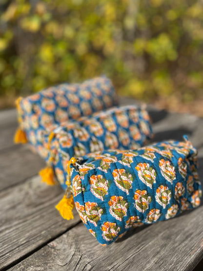 Make Up Bag in Blue Mustard