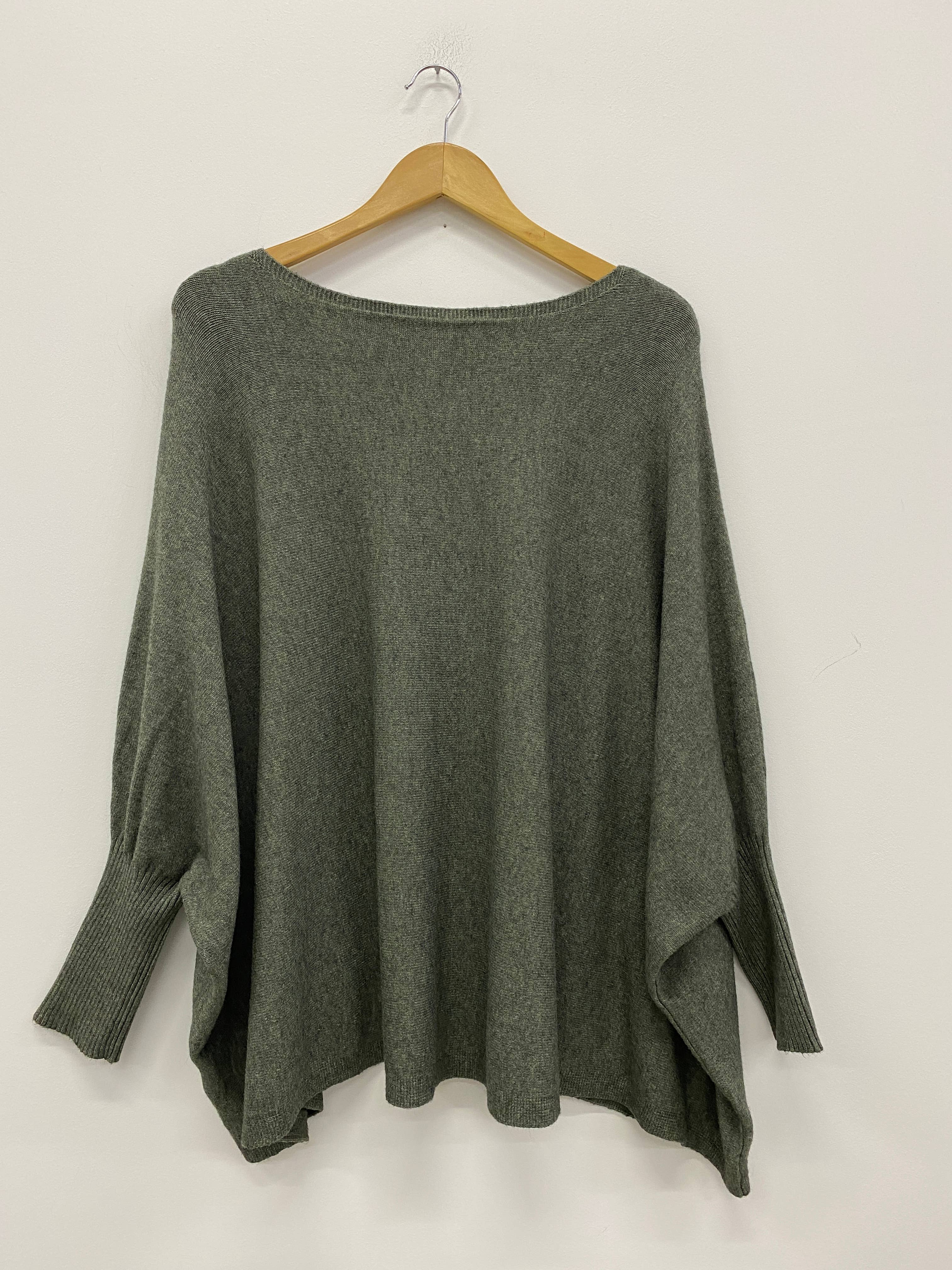 LEL-T8717 plain knit tunic sweater: Ecru / One size