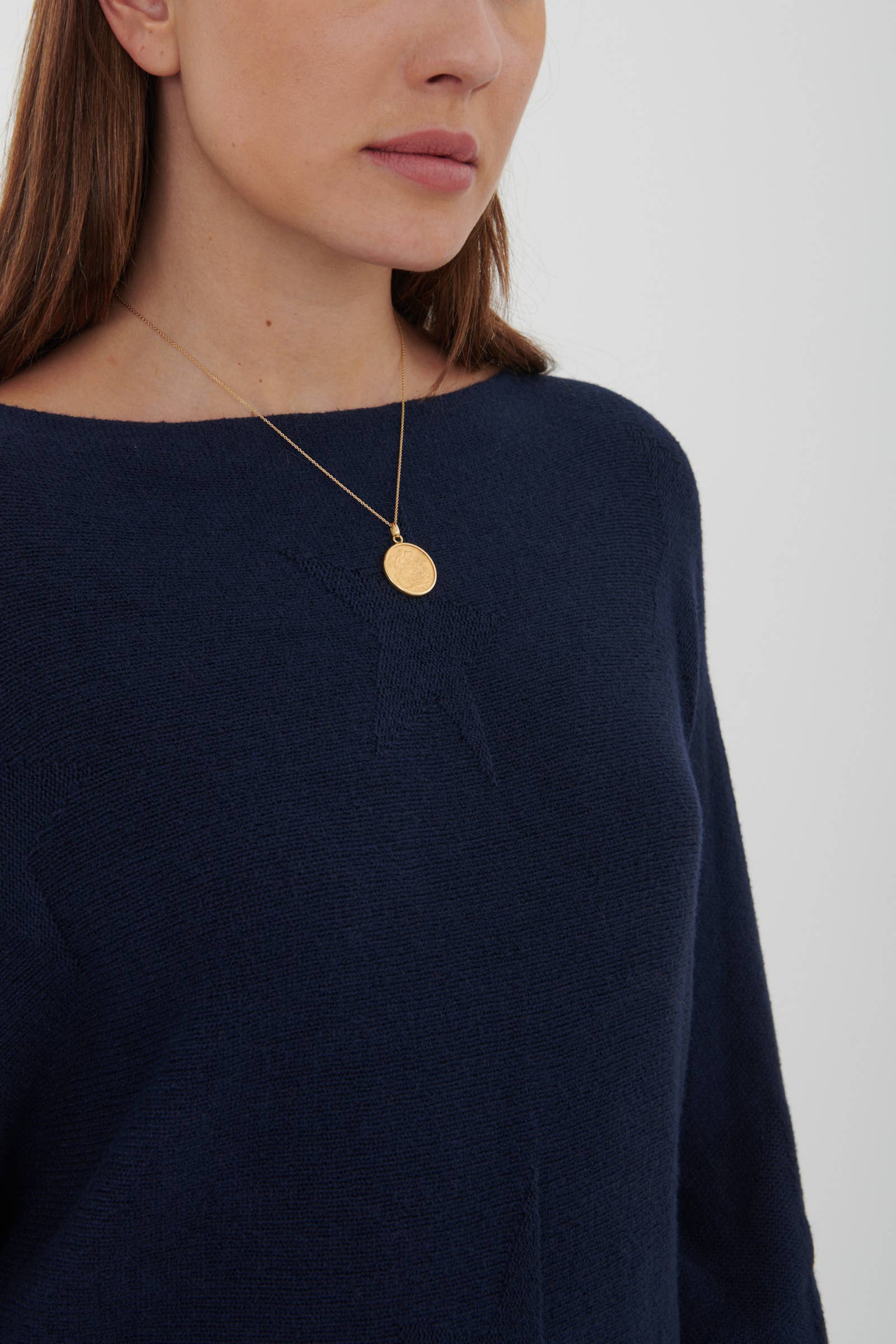 Cashmere Blend Navy Bat-Sleeve Sweater