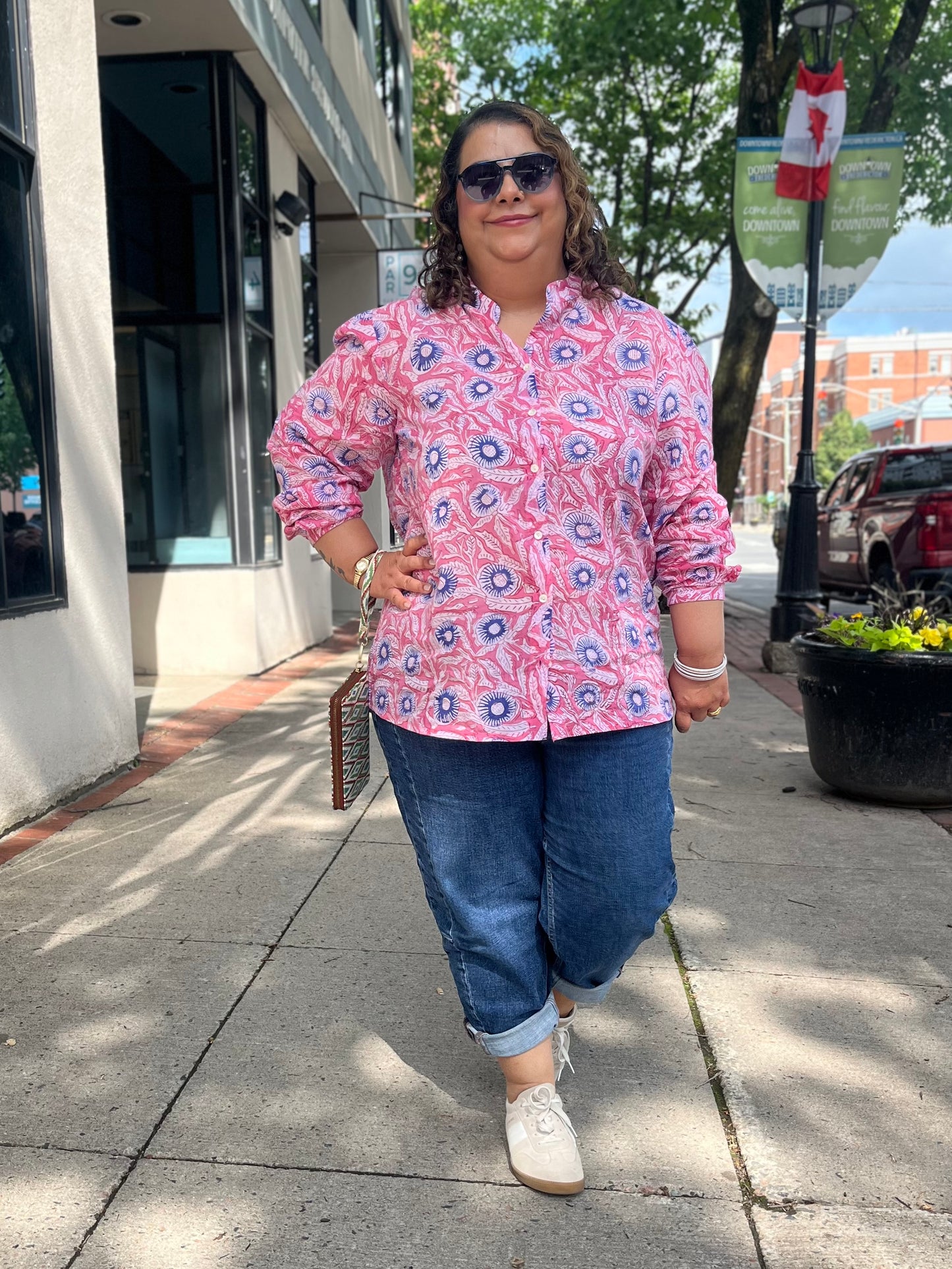 Button Front Shirt in Pink