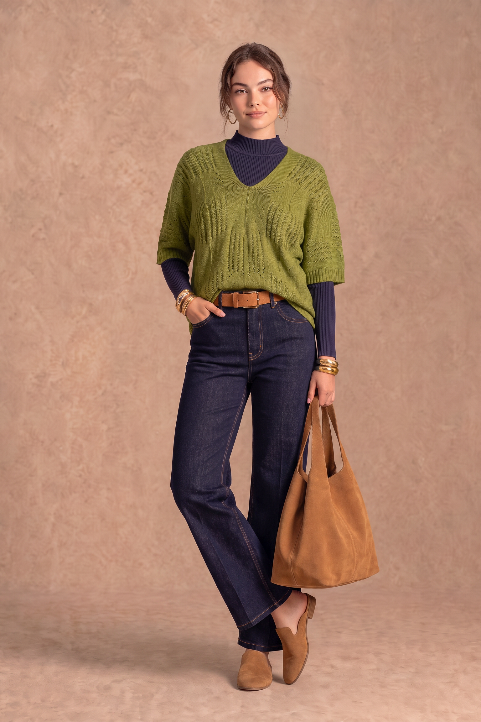 Mohair Blend Autumn Green Sweater Top