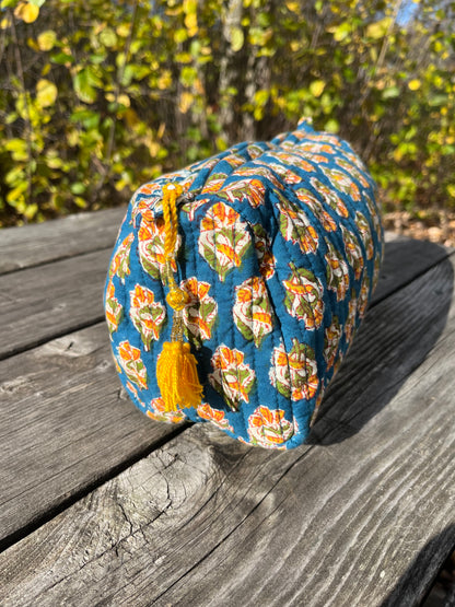 Make Up Bag in Blue Mustard