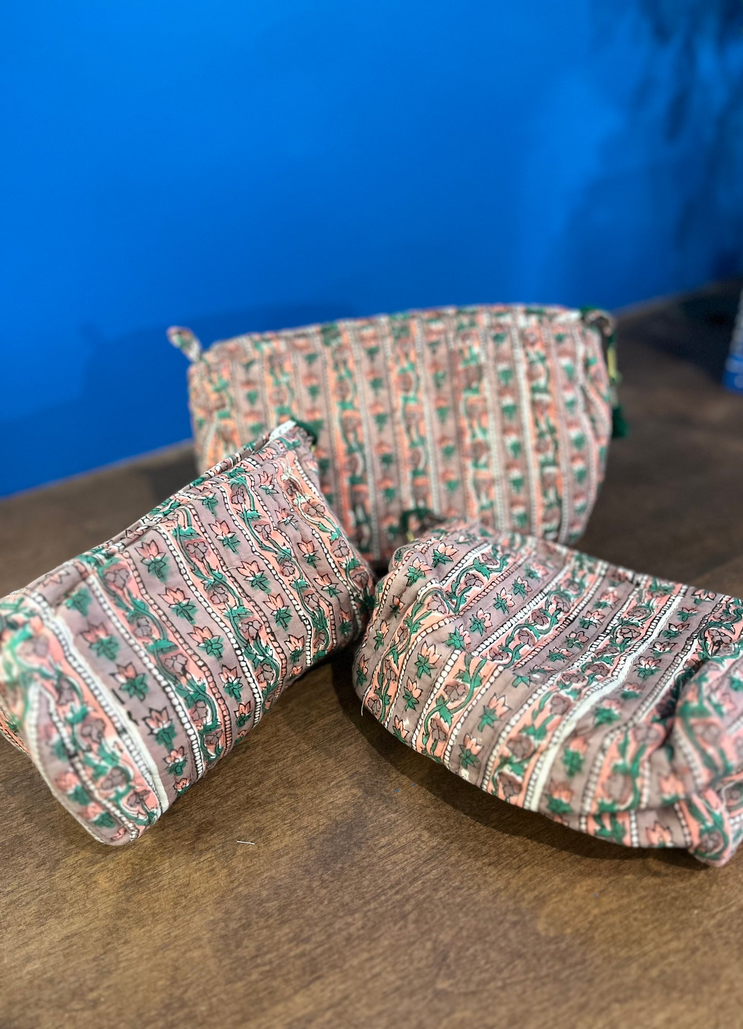 Make Up Bag in Beige Green