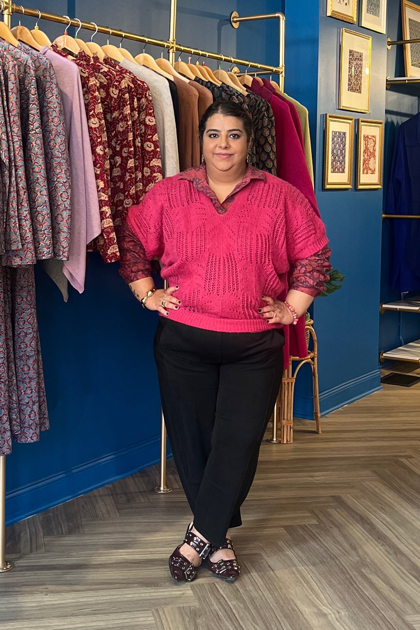 Mohair Blend Fuchsia Sweater Top