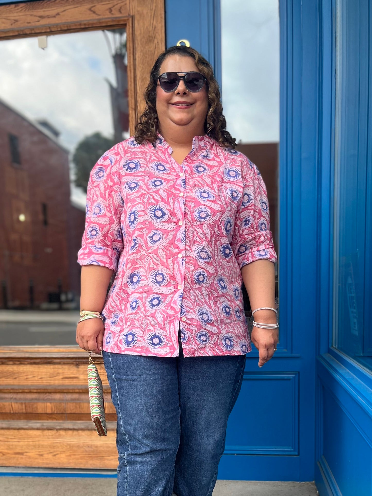 Button Front Shirt in Pink