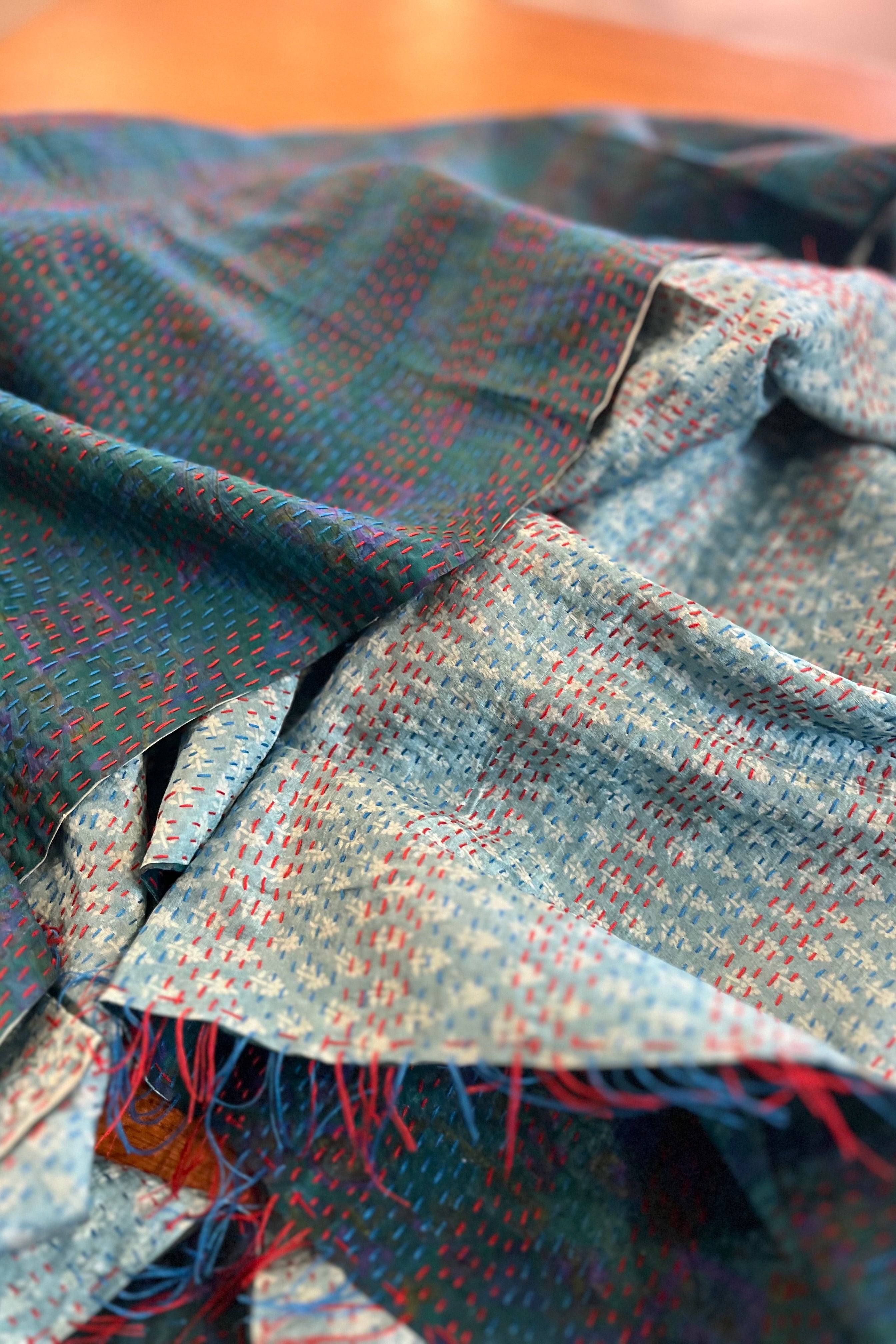 Silk/Silk Blend Kantha Scarf - Pattern 2