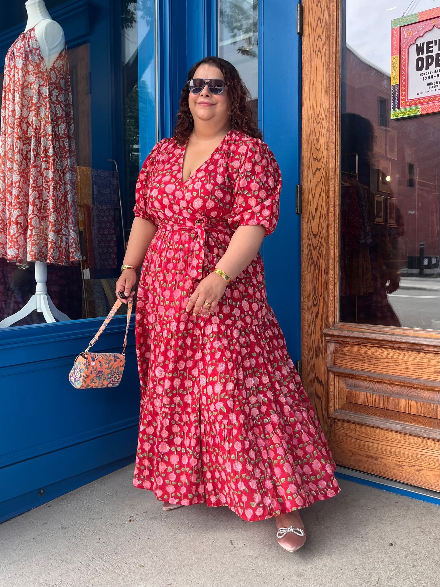 Maxi Wrap Dress in Red