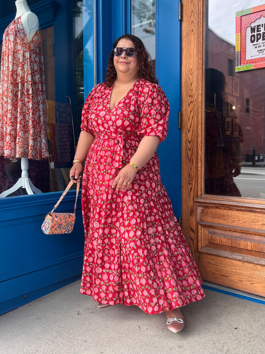 Maxi Wrap Dress in Red