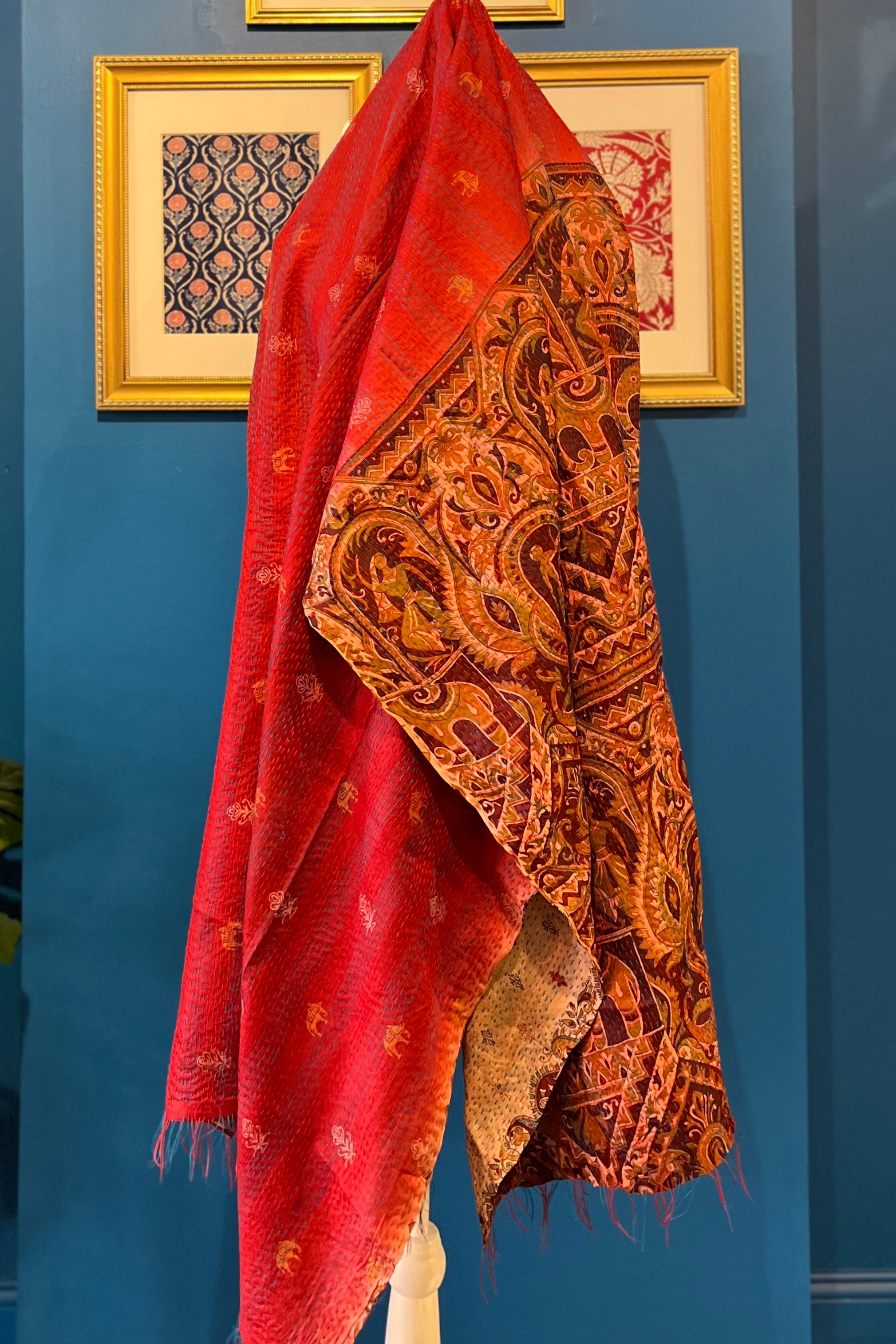 Silk/Silk Blend Kantha Scarf - Pattern 5