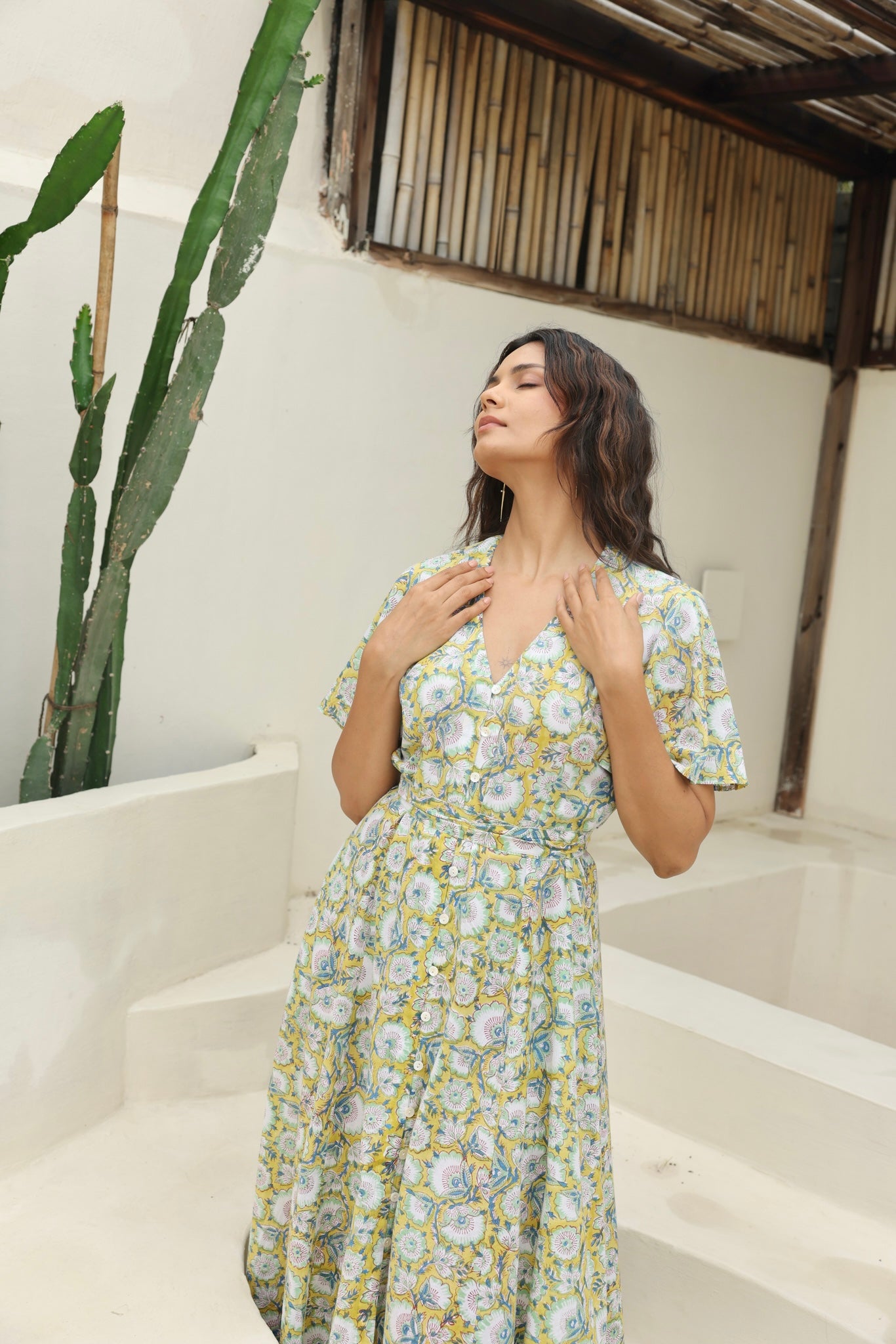 Lily Midi Dress in Yellow