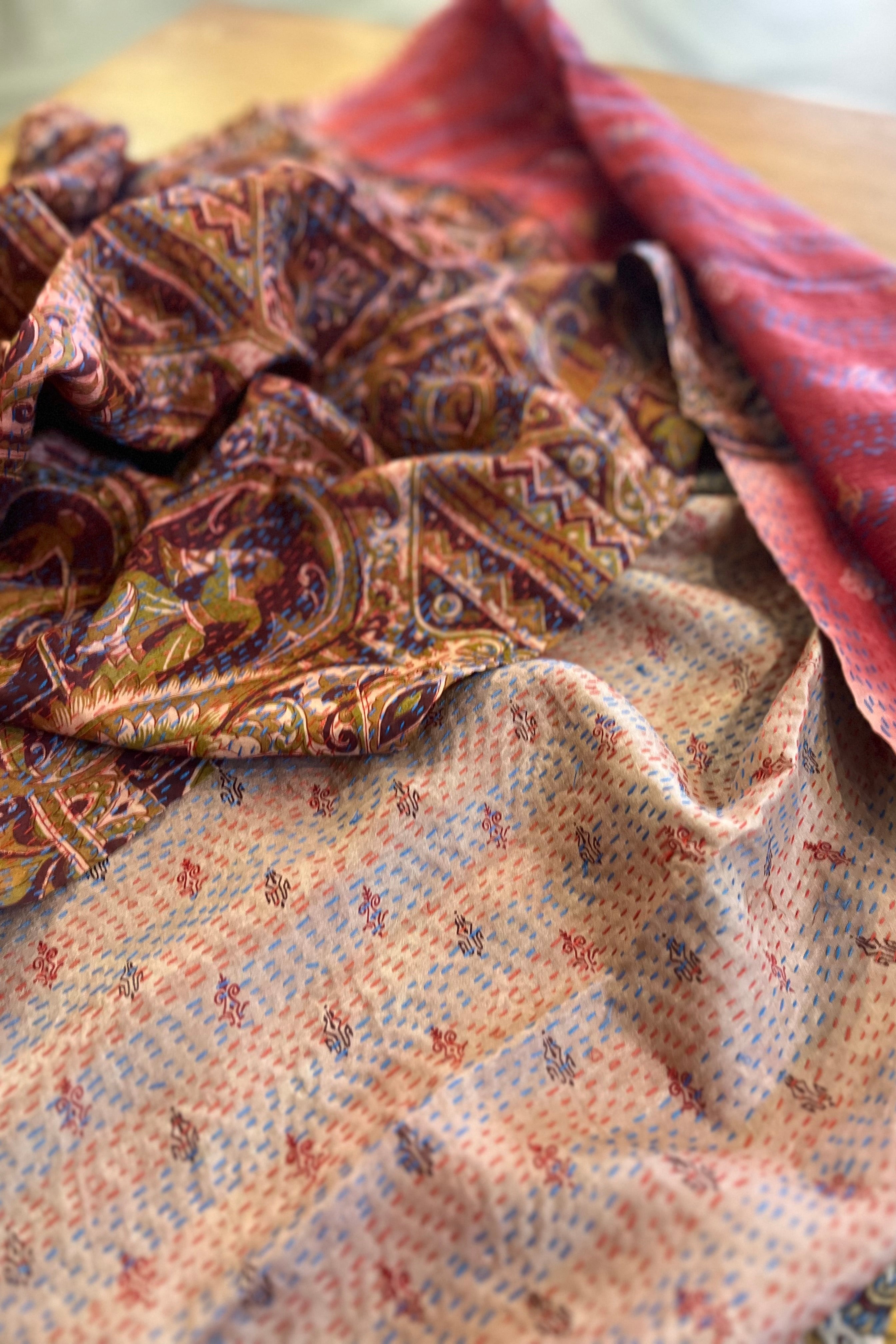 Silk/Silk Blend Kantha Scarf - Pattern 5