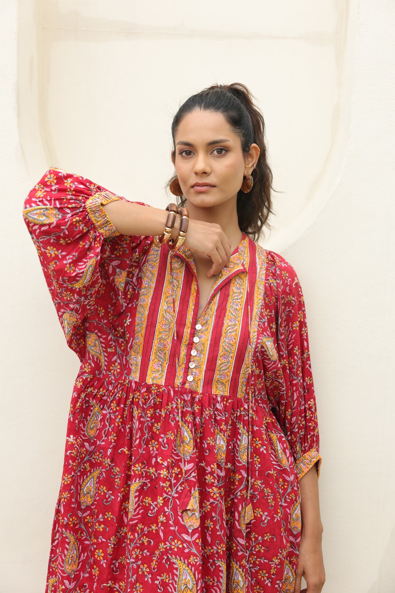 Tulip Midi Dress in Red