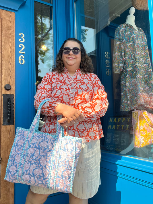 Loop and Button Blouse in Orange