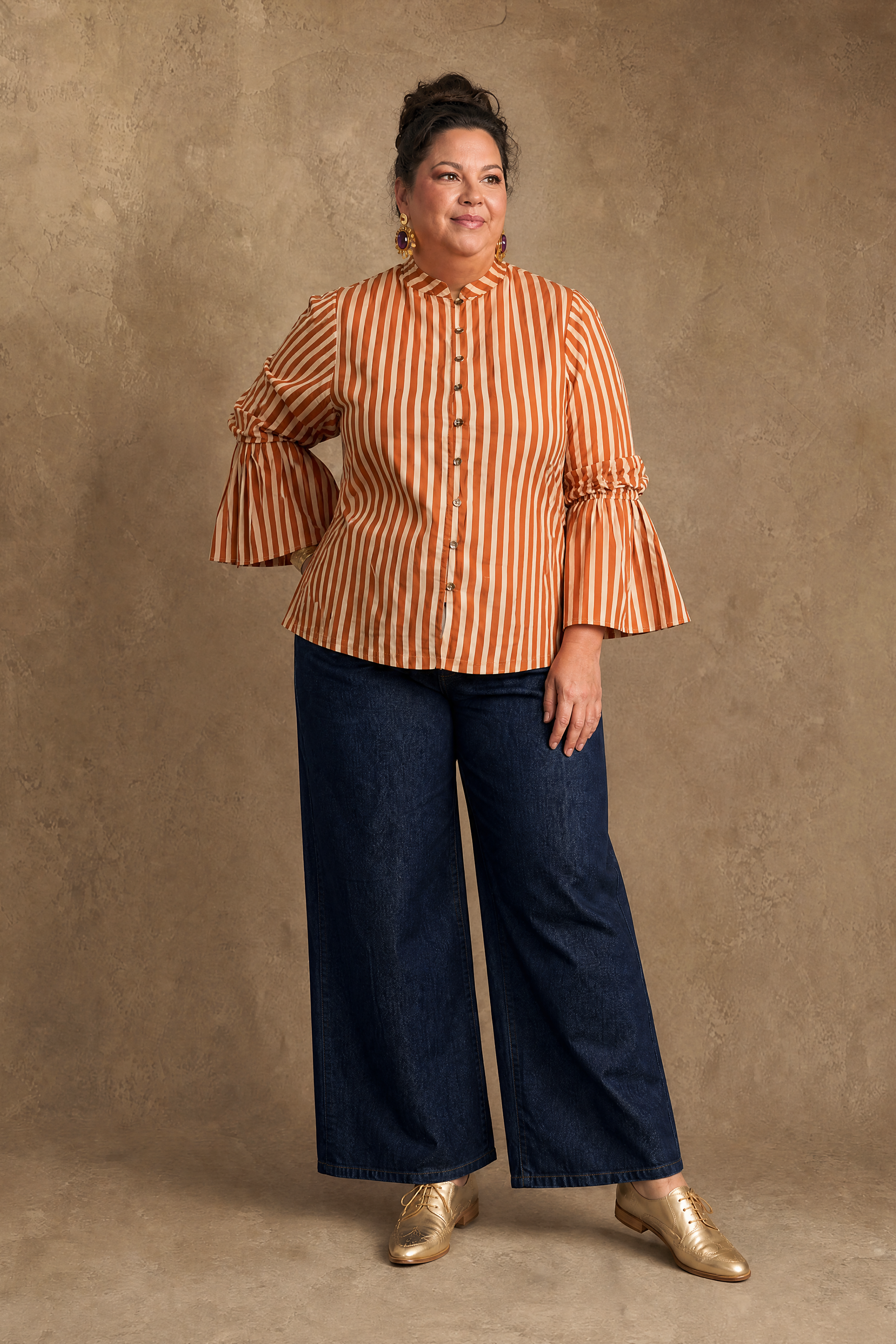 Stripe Printed Cotton Blouse