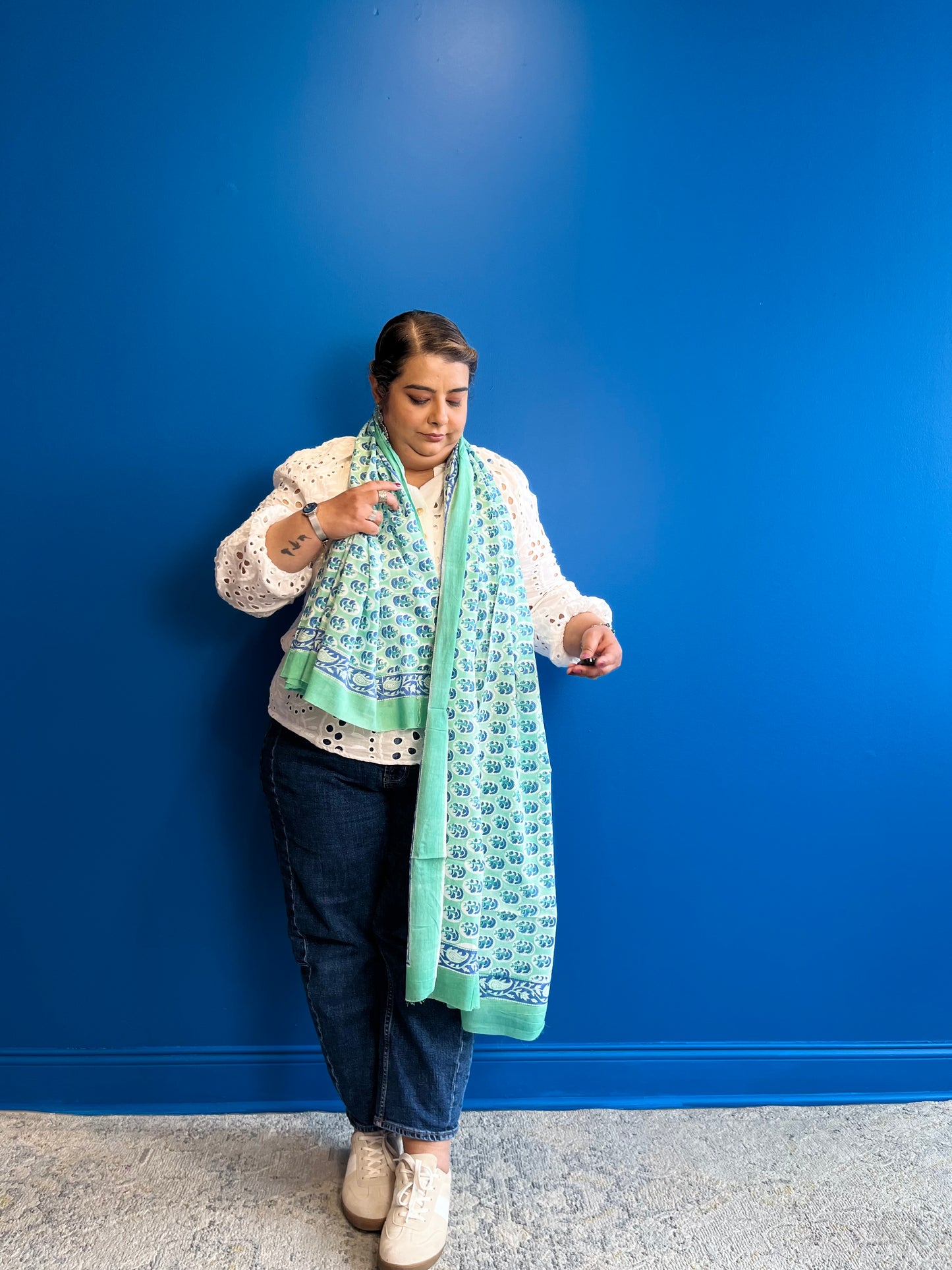 Garden Scarf in Sea Green