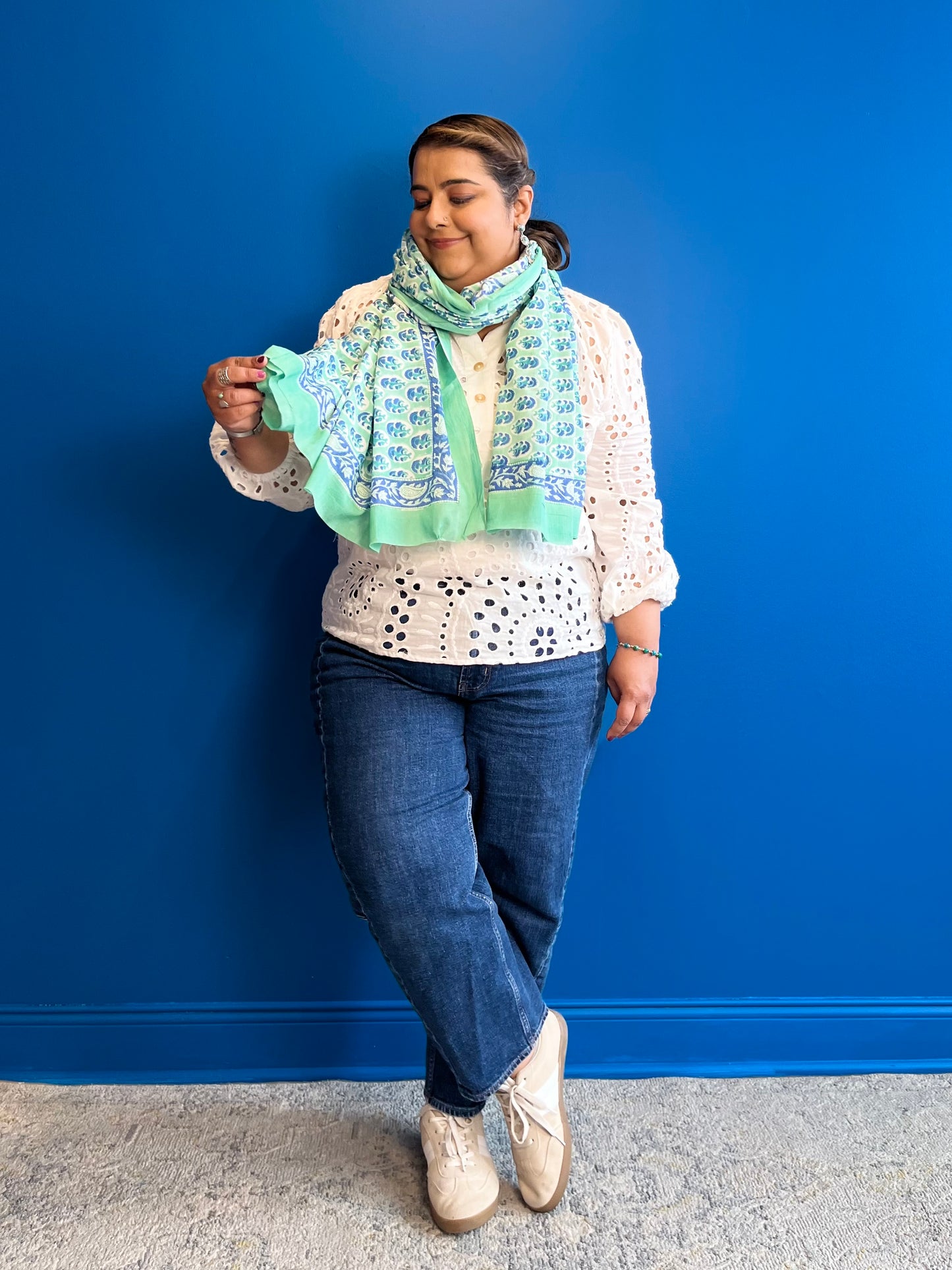 Garden Scarf in Sea Green
