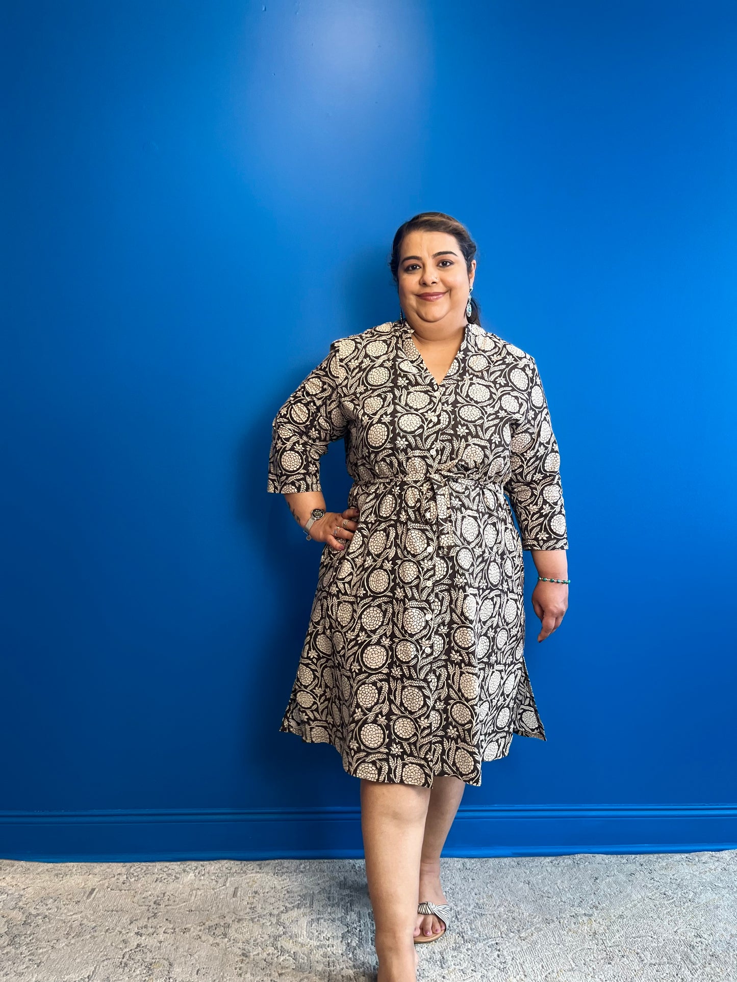 Shirt Dress in Black Beige