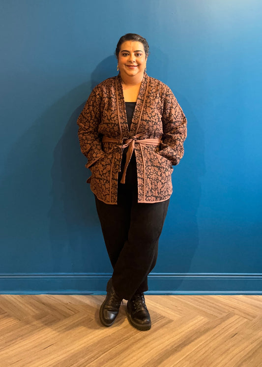 Quilted Jacket - Brown Black