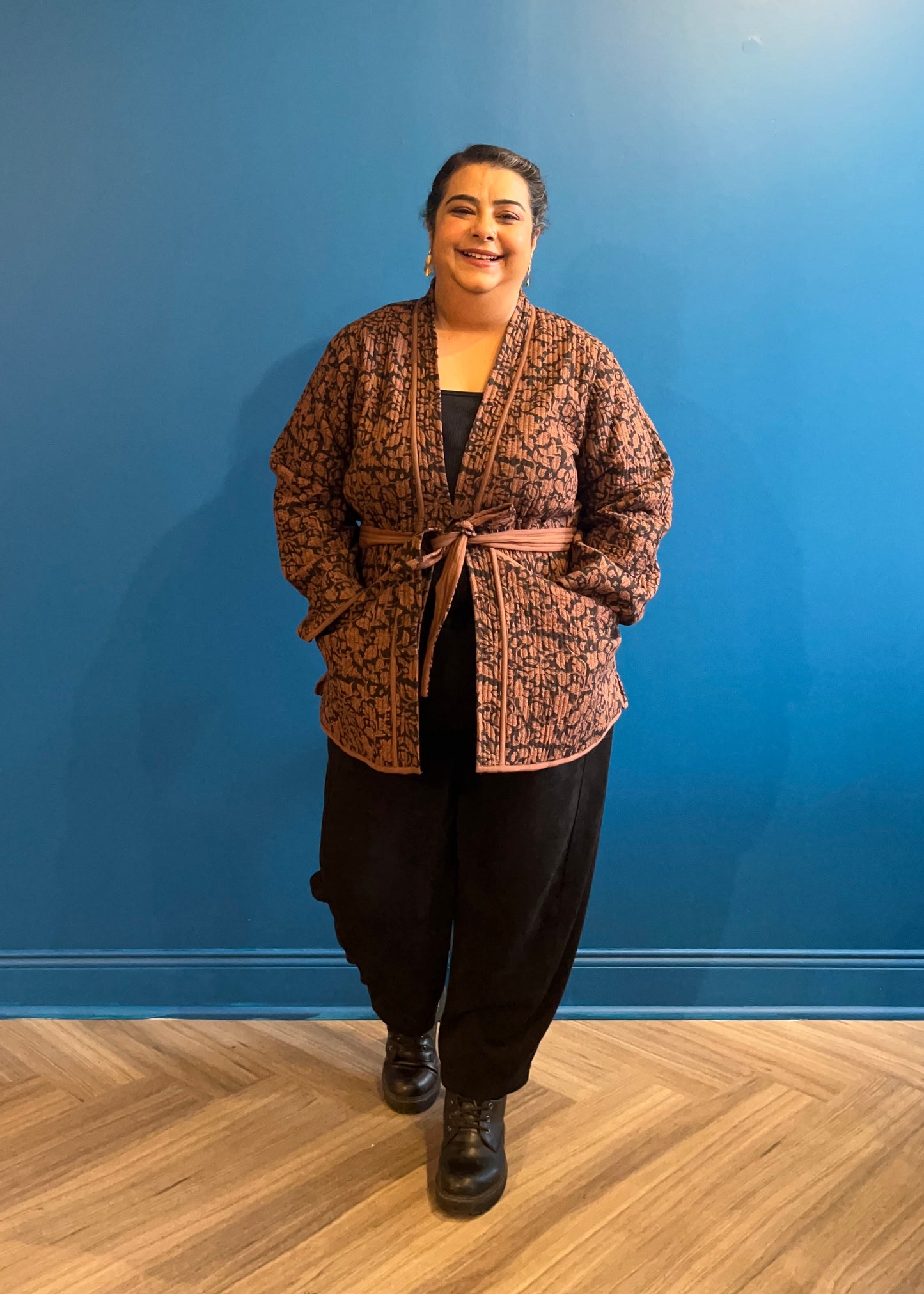 Quilted Jacket - Brown Black