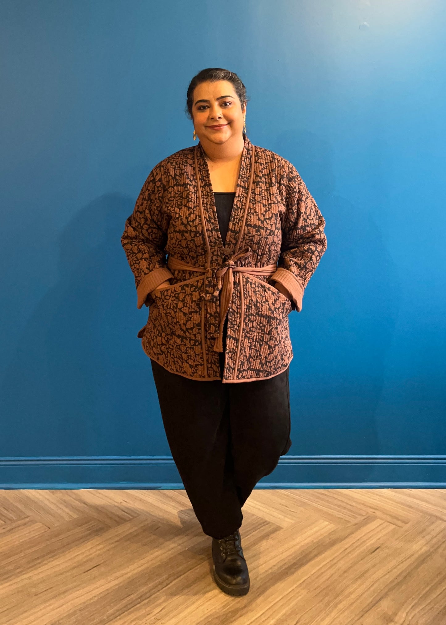 Quilted Jacket - Brown Black