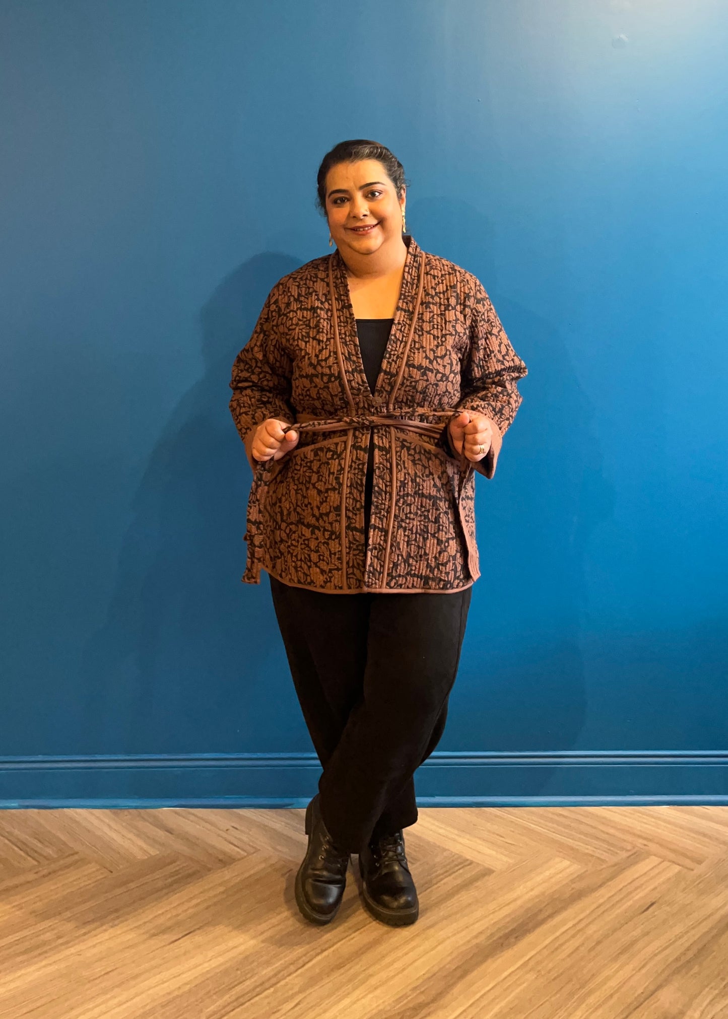 Quilted Jacket - Brown Black