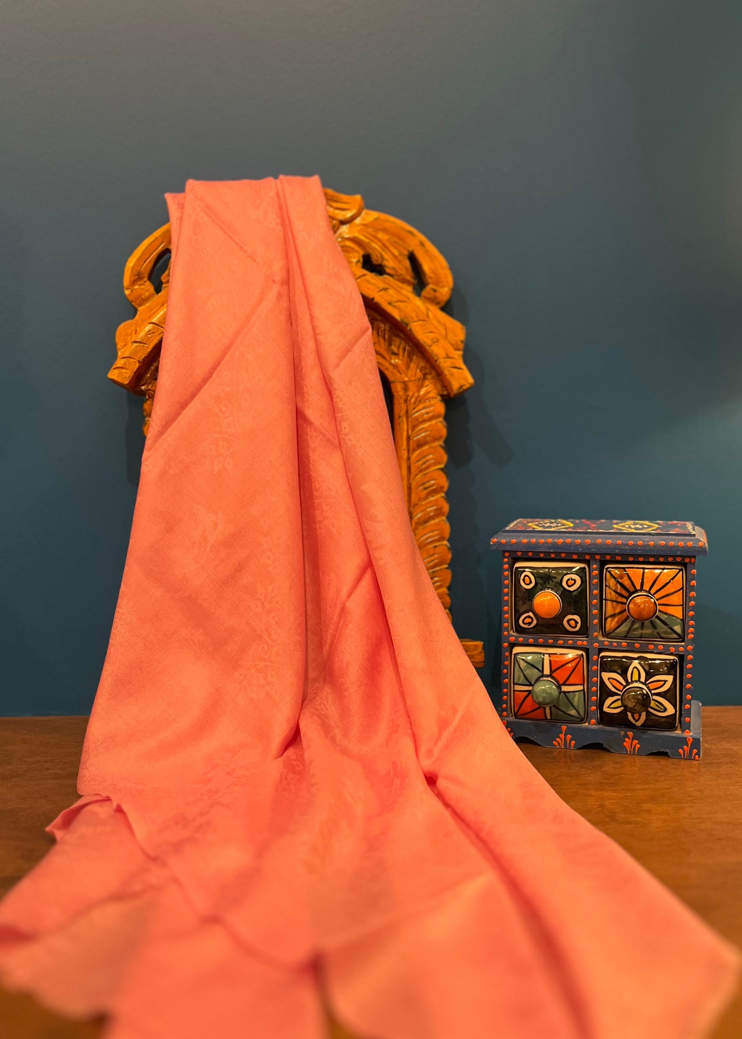 Cashmere Silk Wool Wide Scarf in Lt. Pink