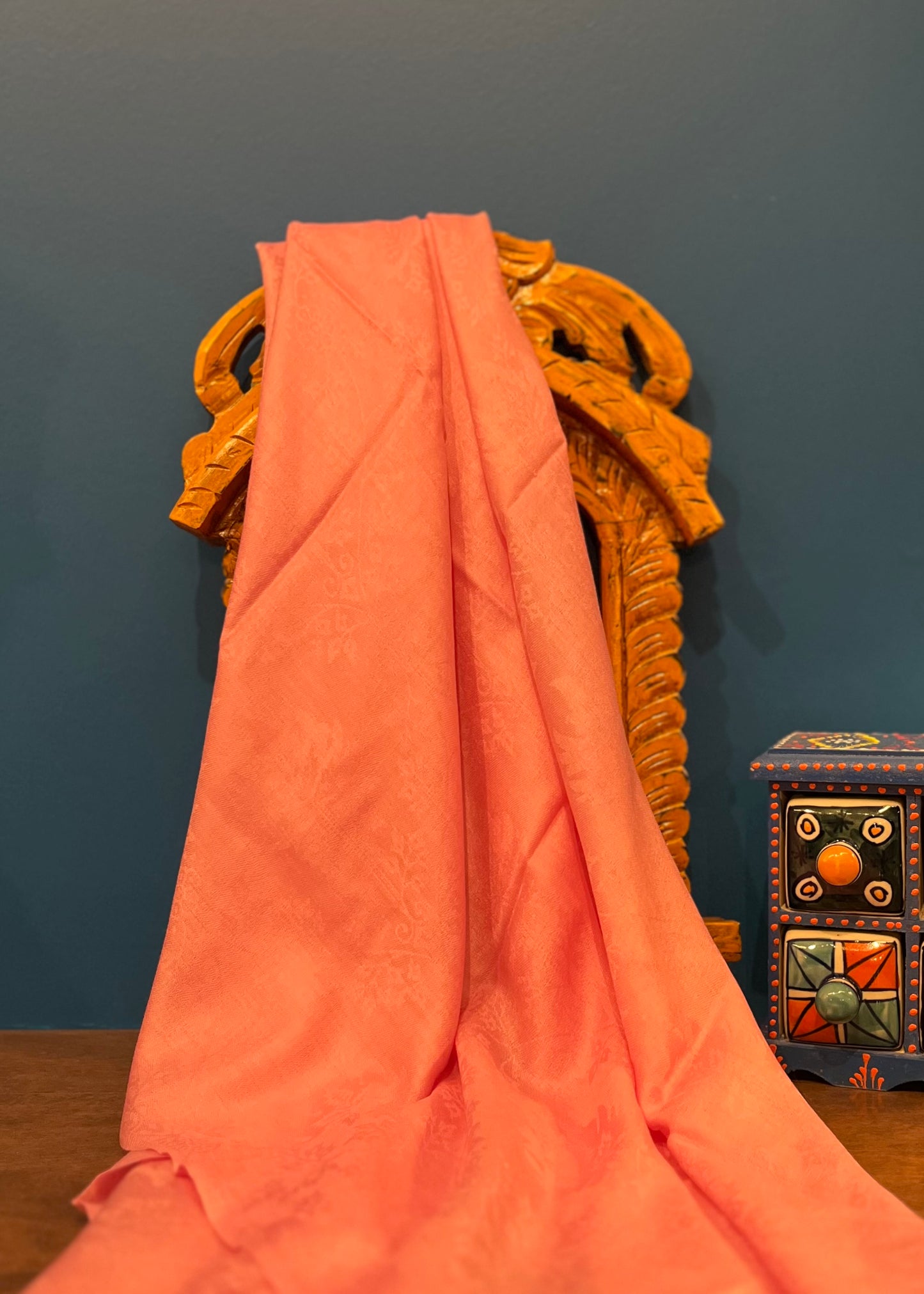 Cashmere Silk Wool Wide Scarf in Lt. Pink