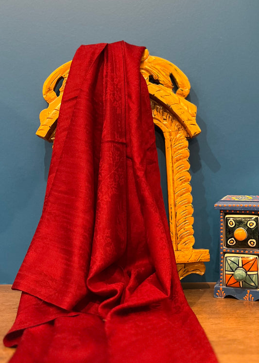 Cashmere Silk Wool Wide Scarf in Maroon