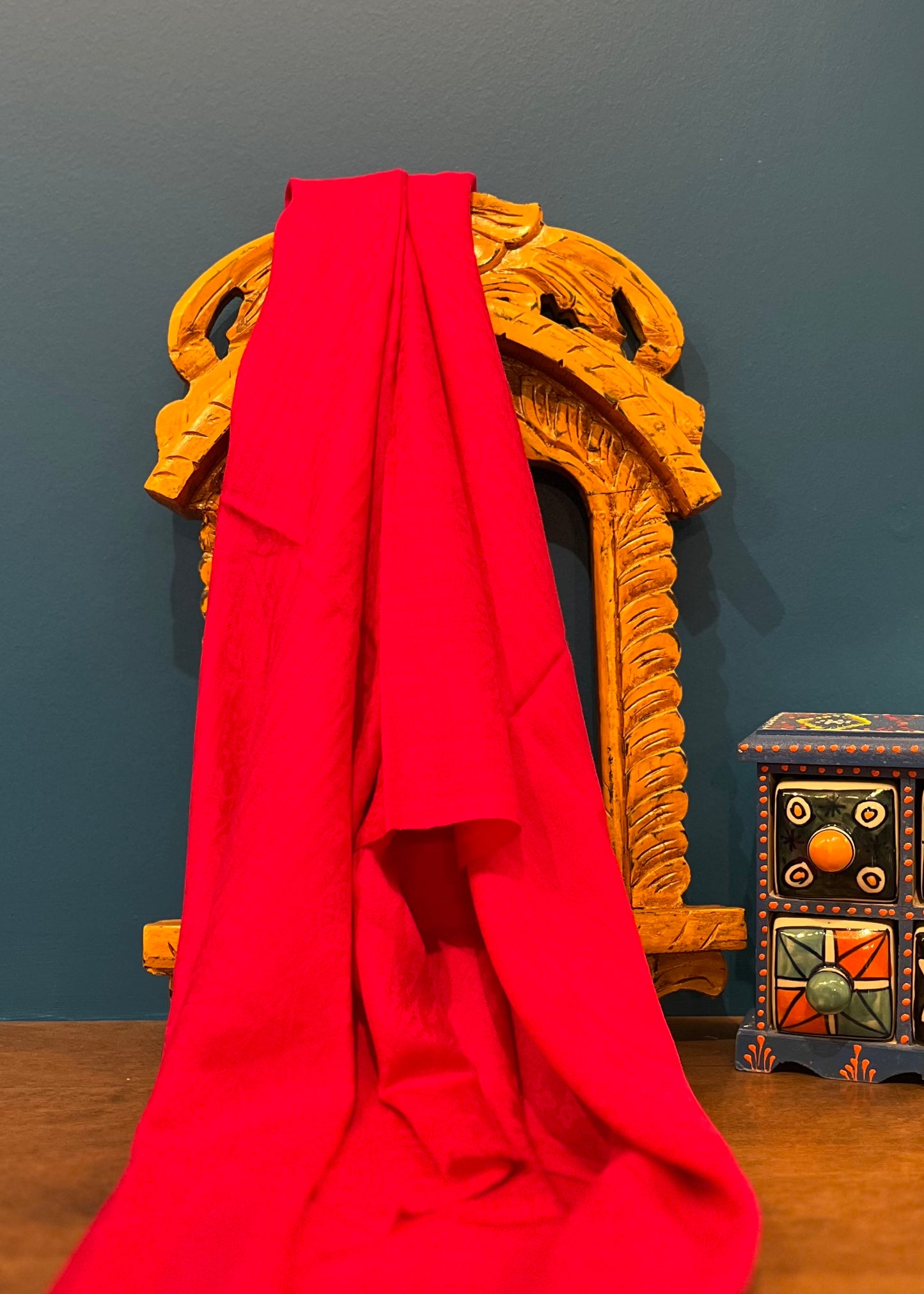 Cashmere Silk Wool Wide Scarf in Neon Pink