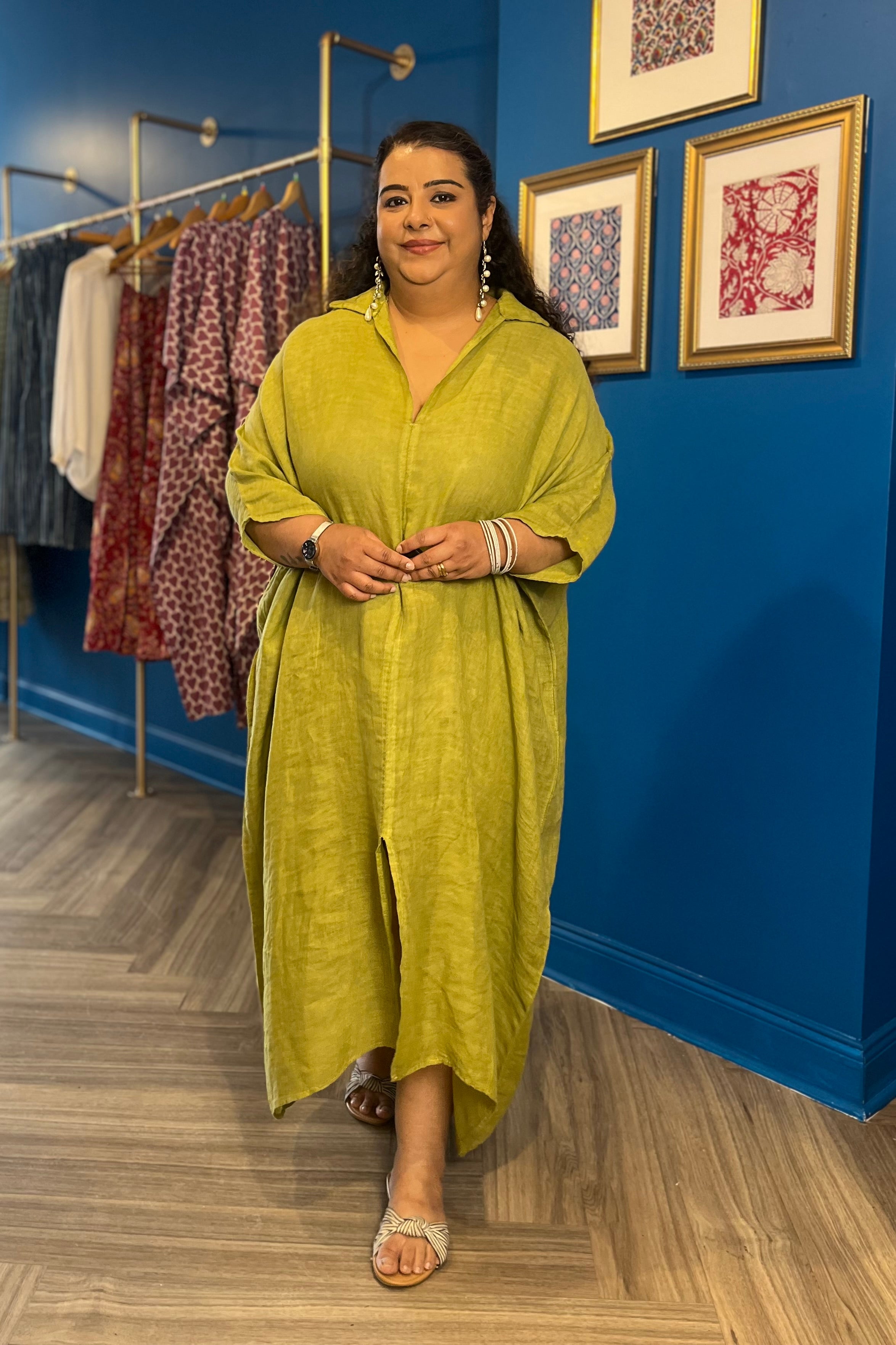 Jasmine Caftan in Pistachio Green