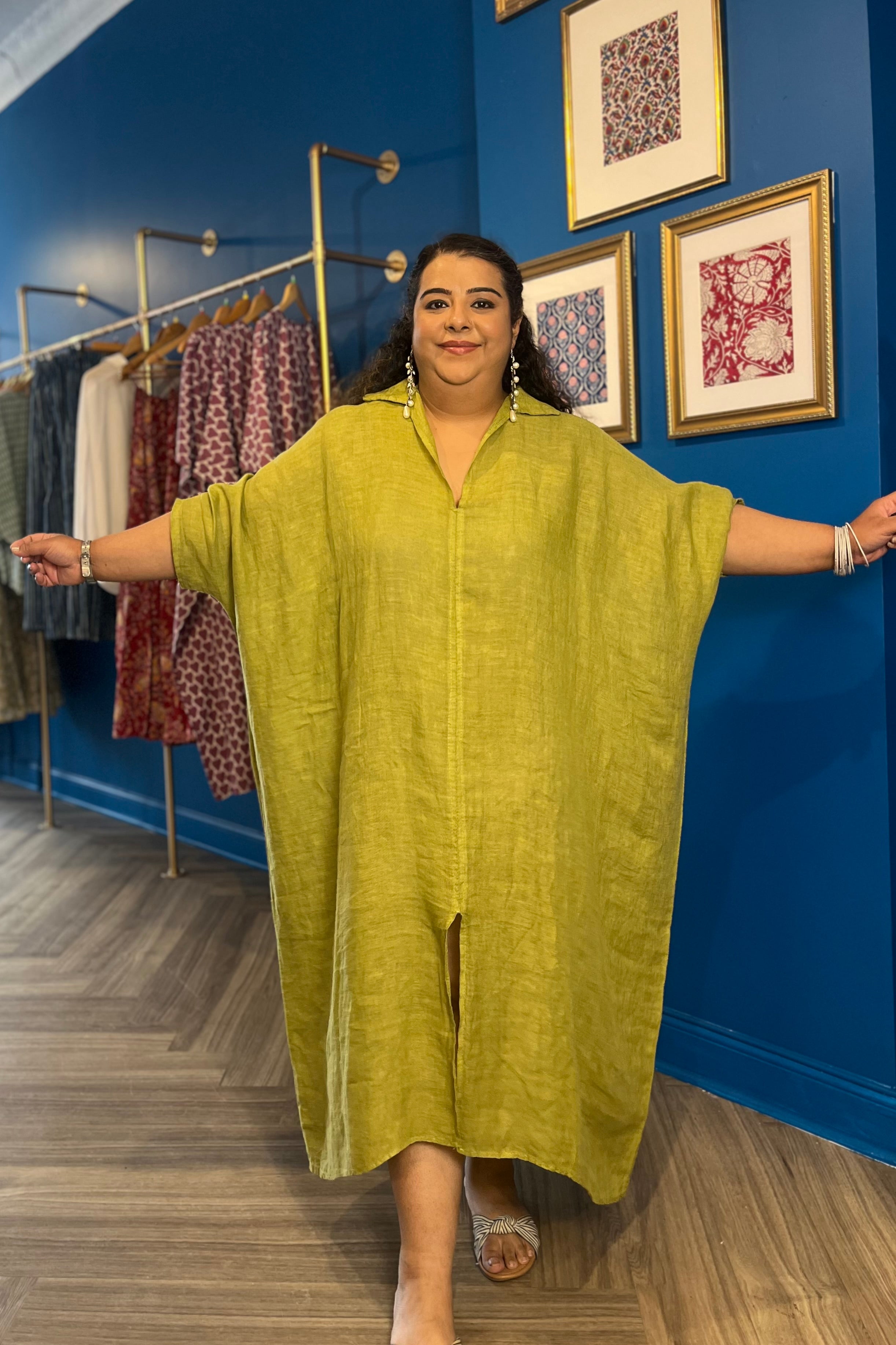 Jasmine Caftan in Pistachio Green