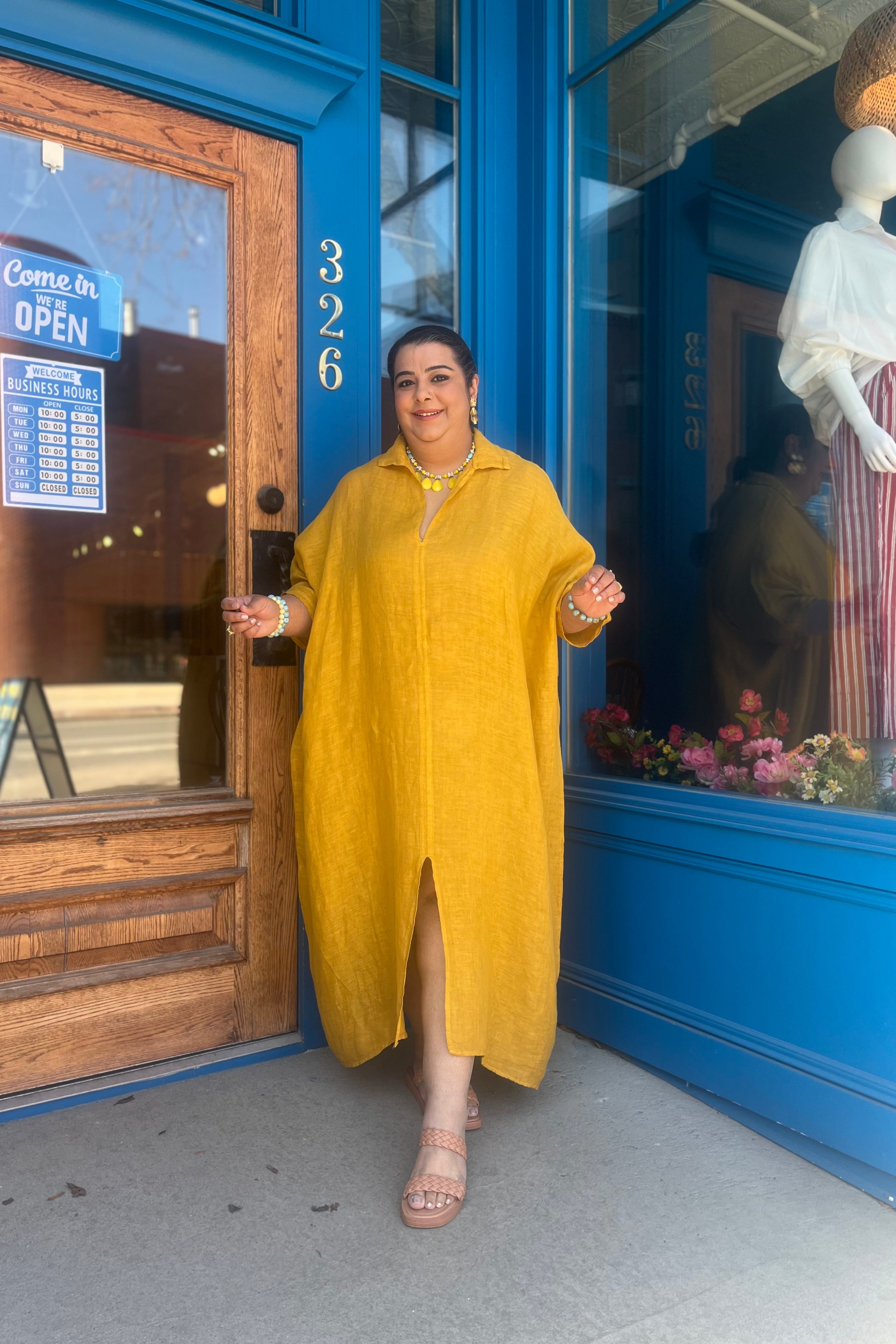 Jasmine Caftan in Mustard Yellow