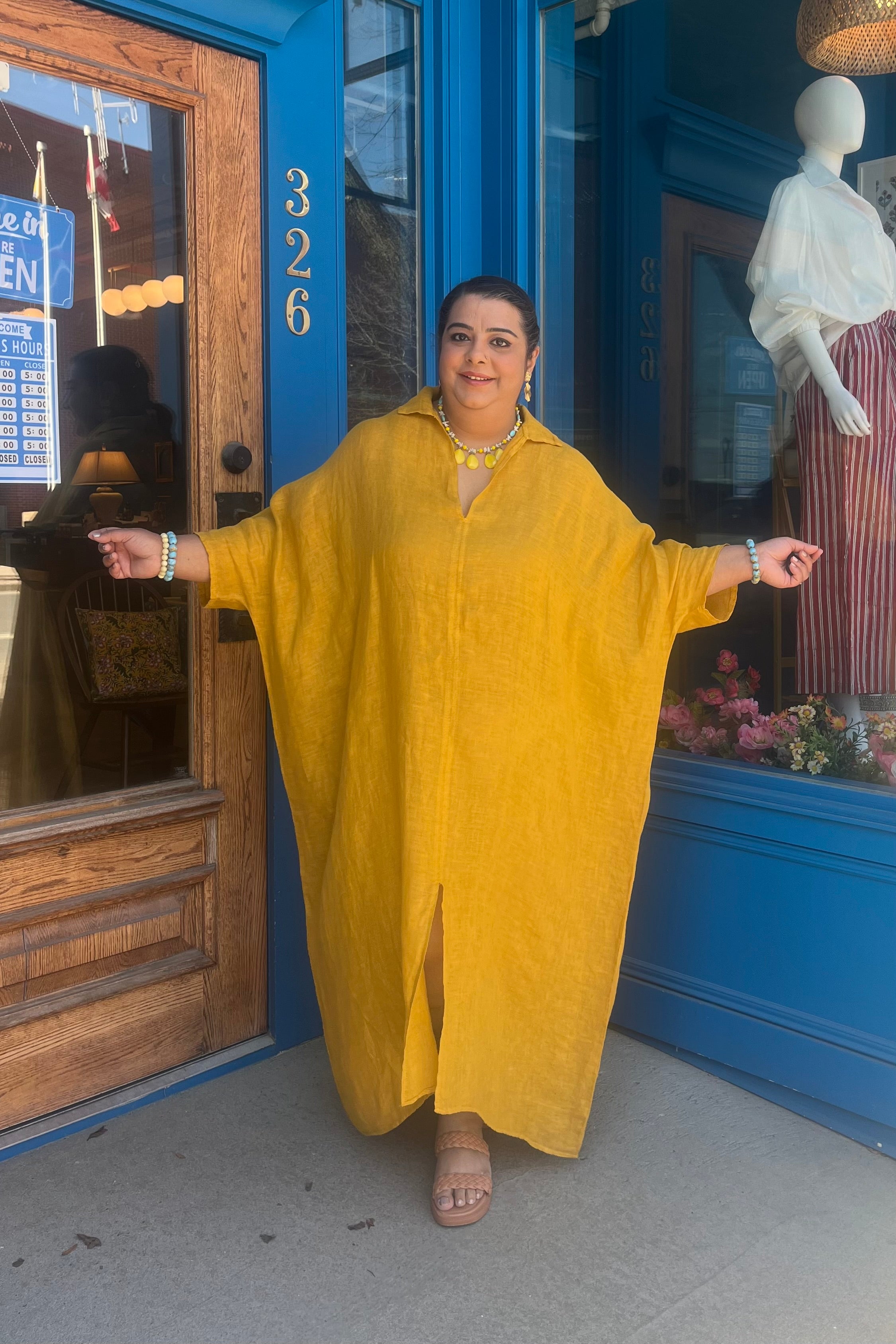 Jasmine Caftan in Mustard Yellow