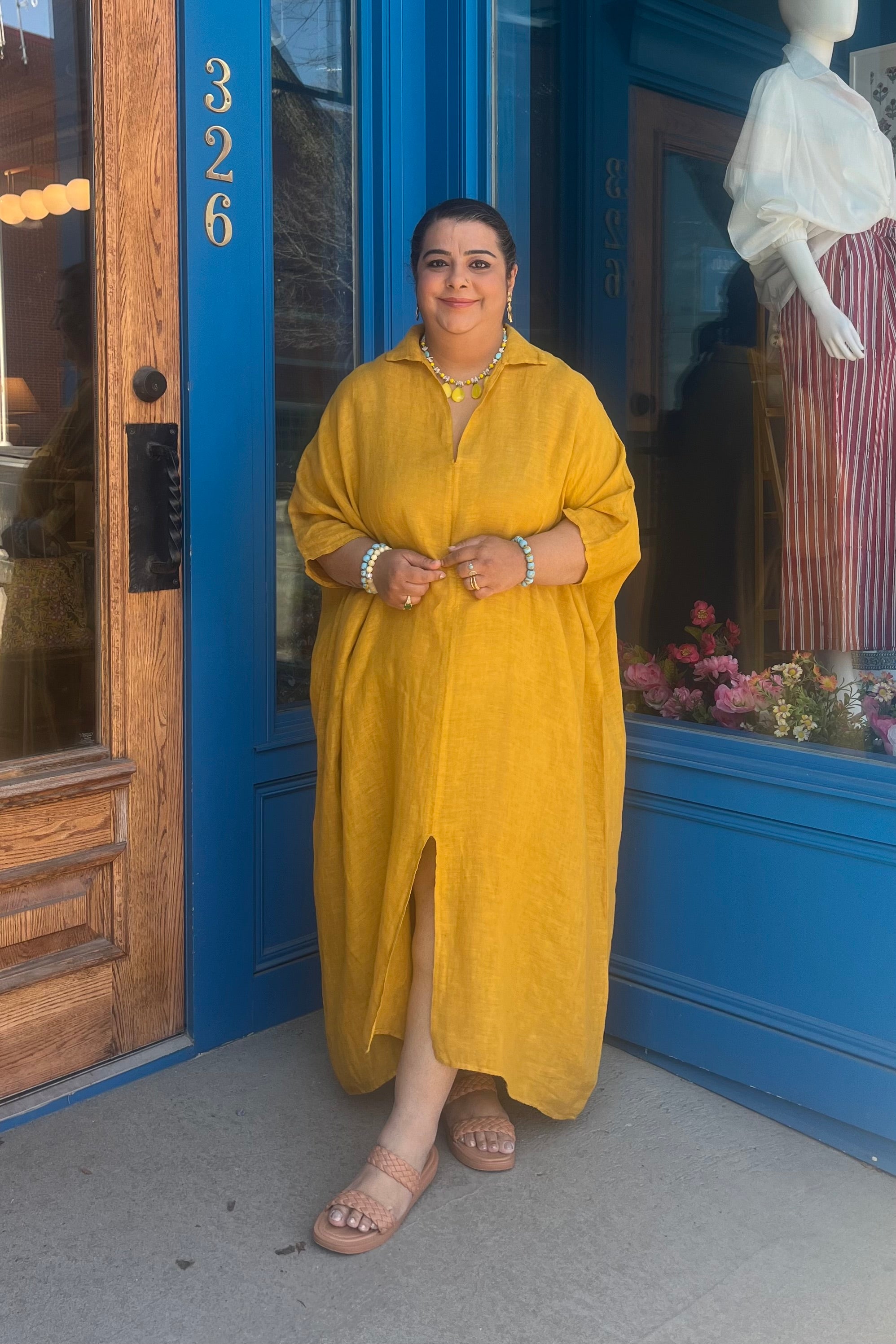 Jasmine Caftan in Mustard Yellow