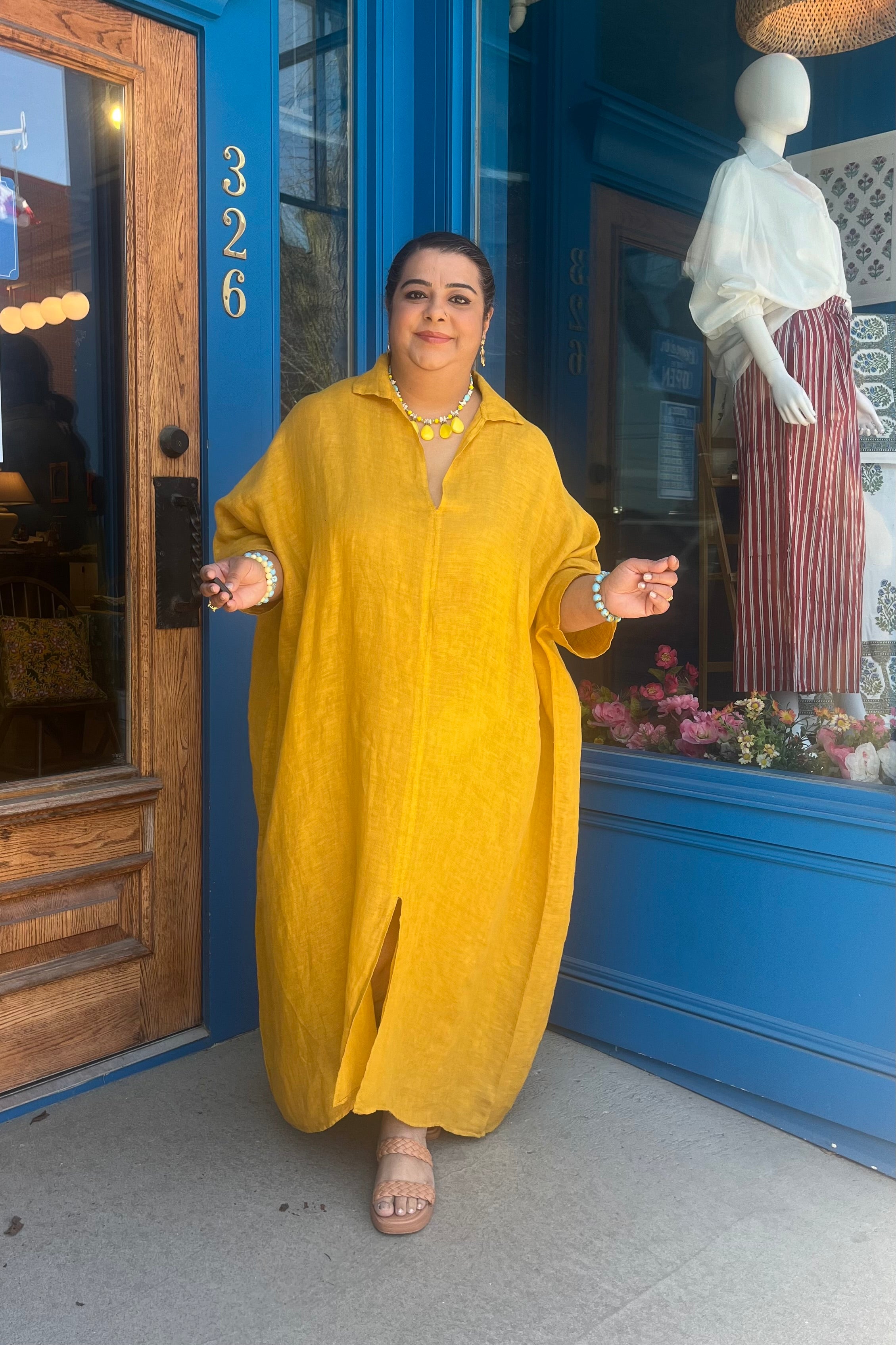 Jasmine Caftan in Mustard Yellow