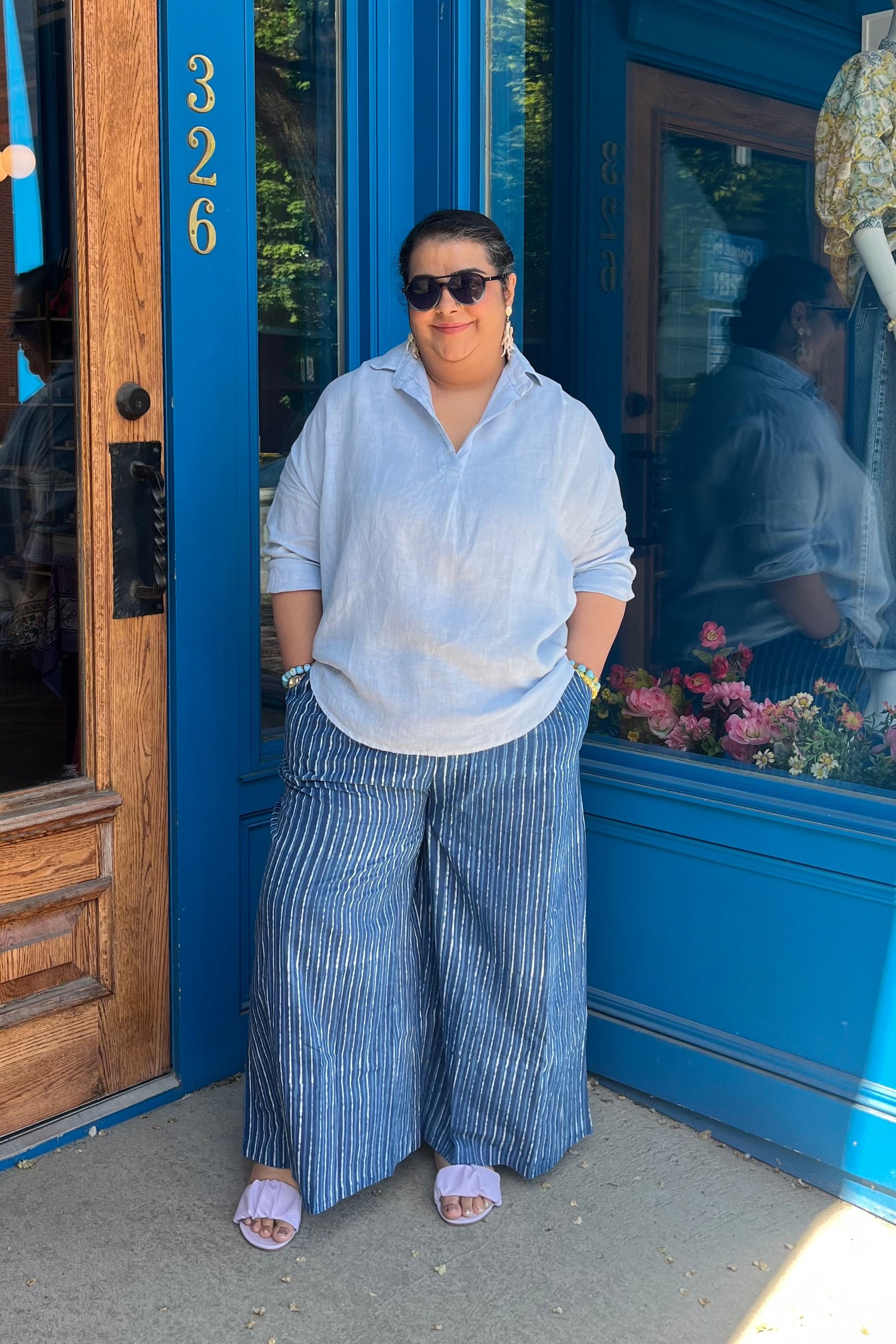 Linen Blouse in Ice Blue