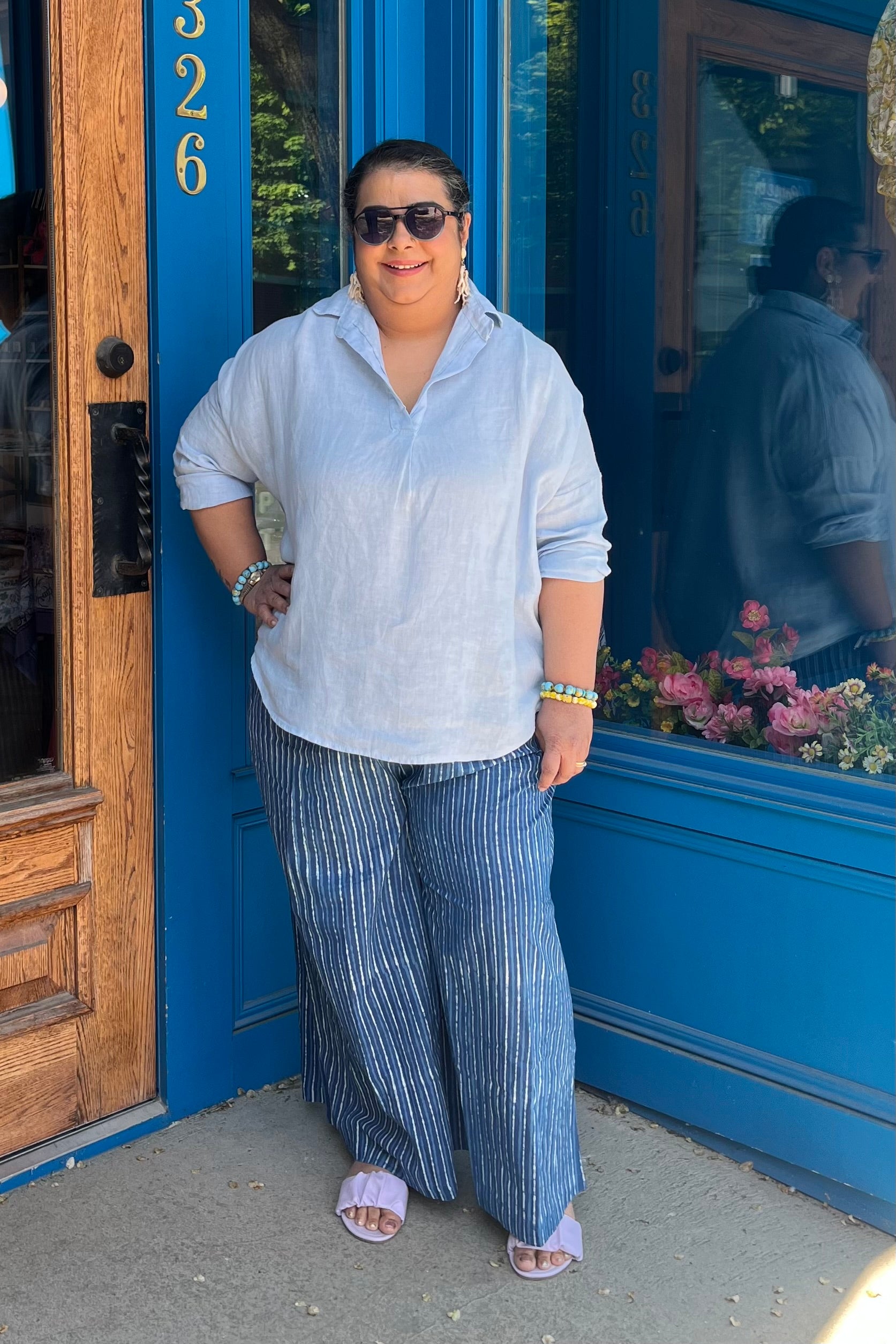 Linen Blouse in Ice Blue