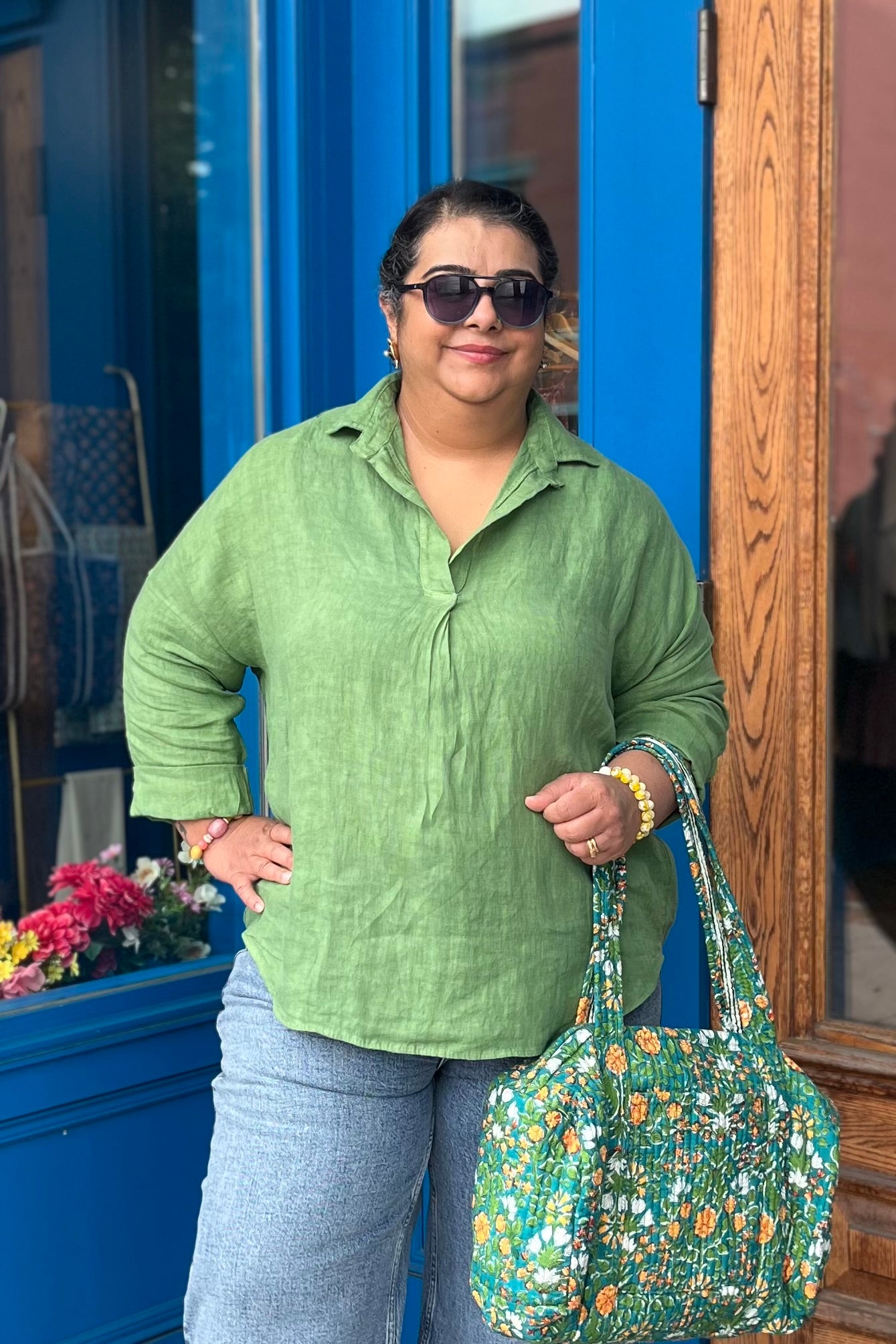 Linen Blouse in Green