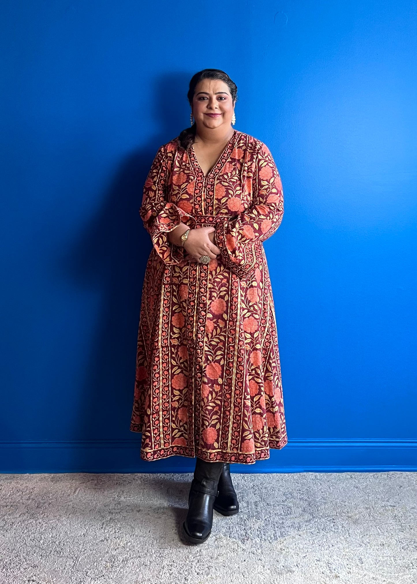 Bell Sleeve Dress ~ Maroon