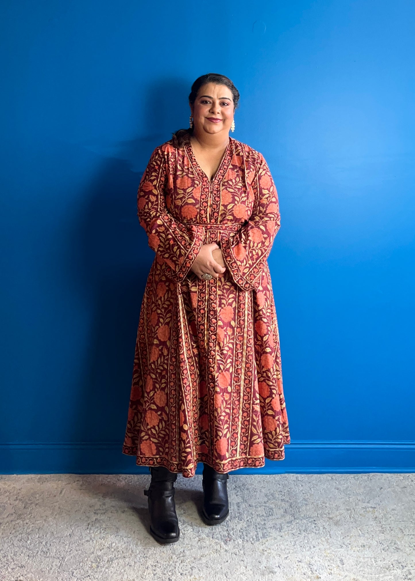 Bell Sleeve Dress ~ Maroon