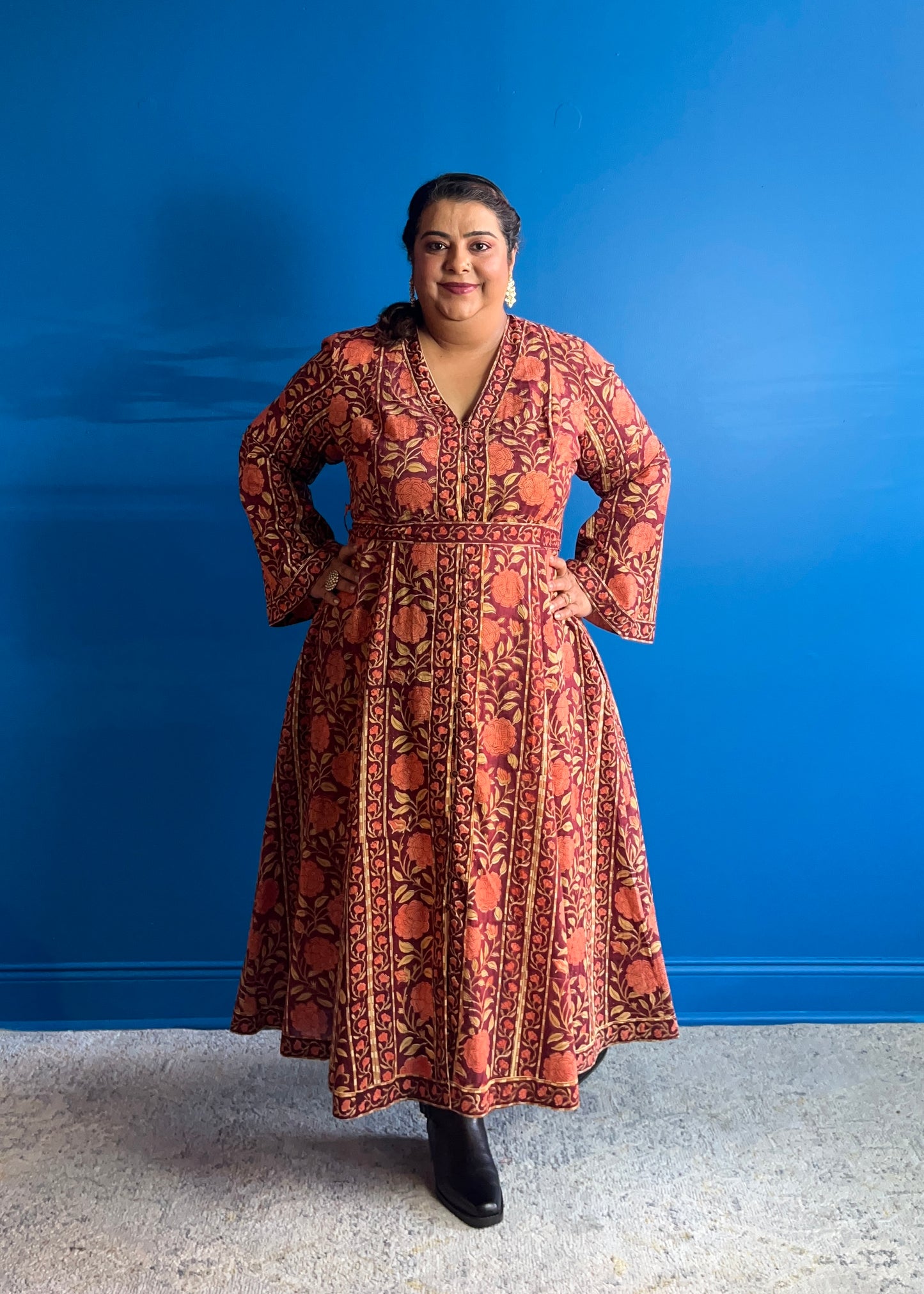 Bell Sleeve Dress ~ Maroon