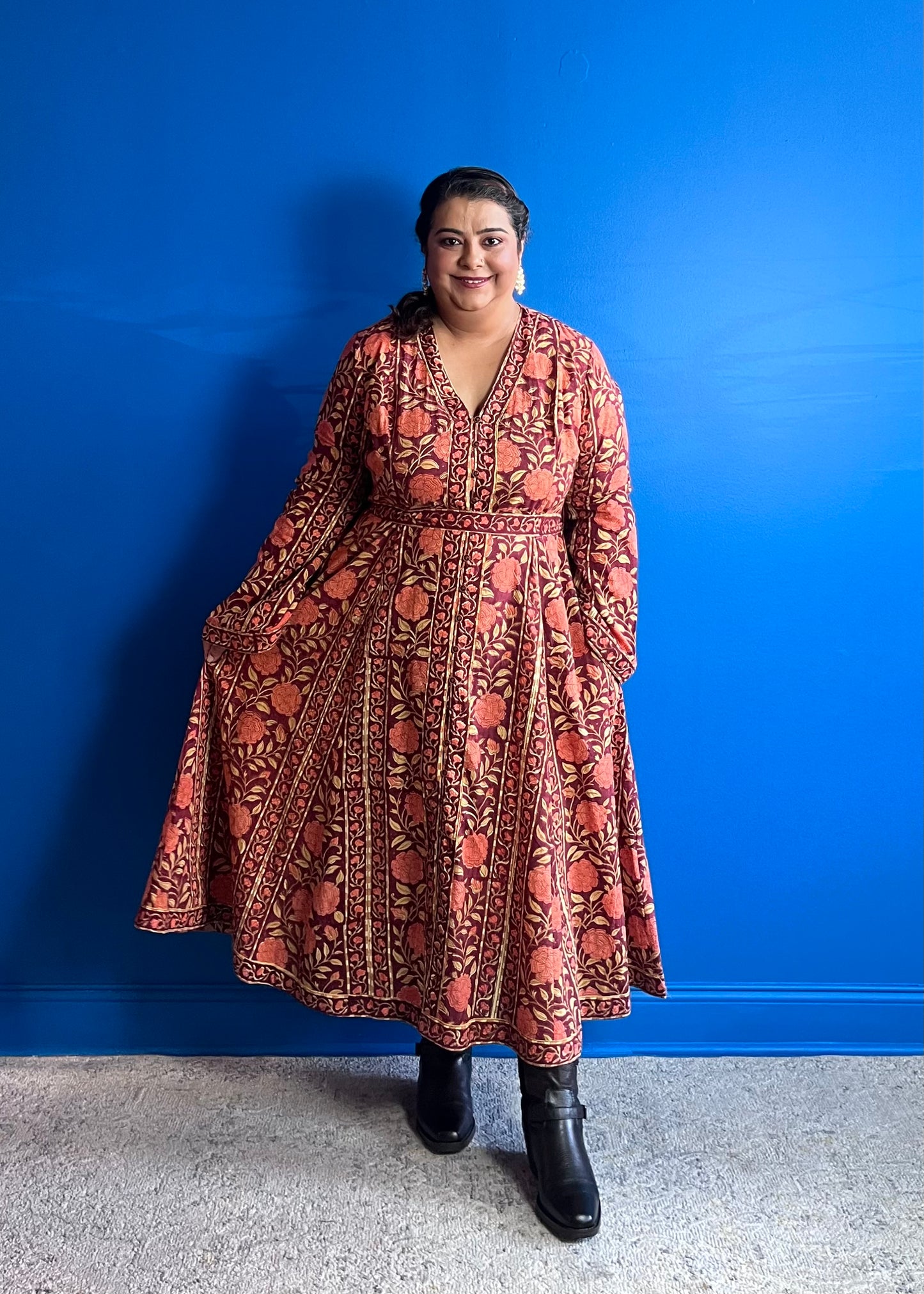 Bell Sleeve Dress ~ Maroon