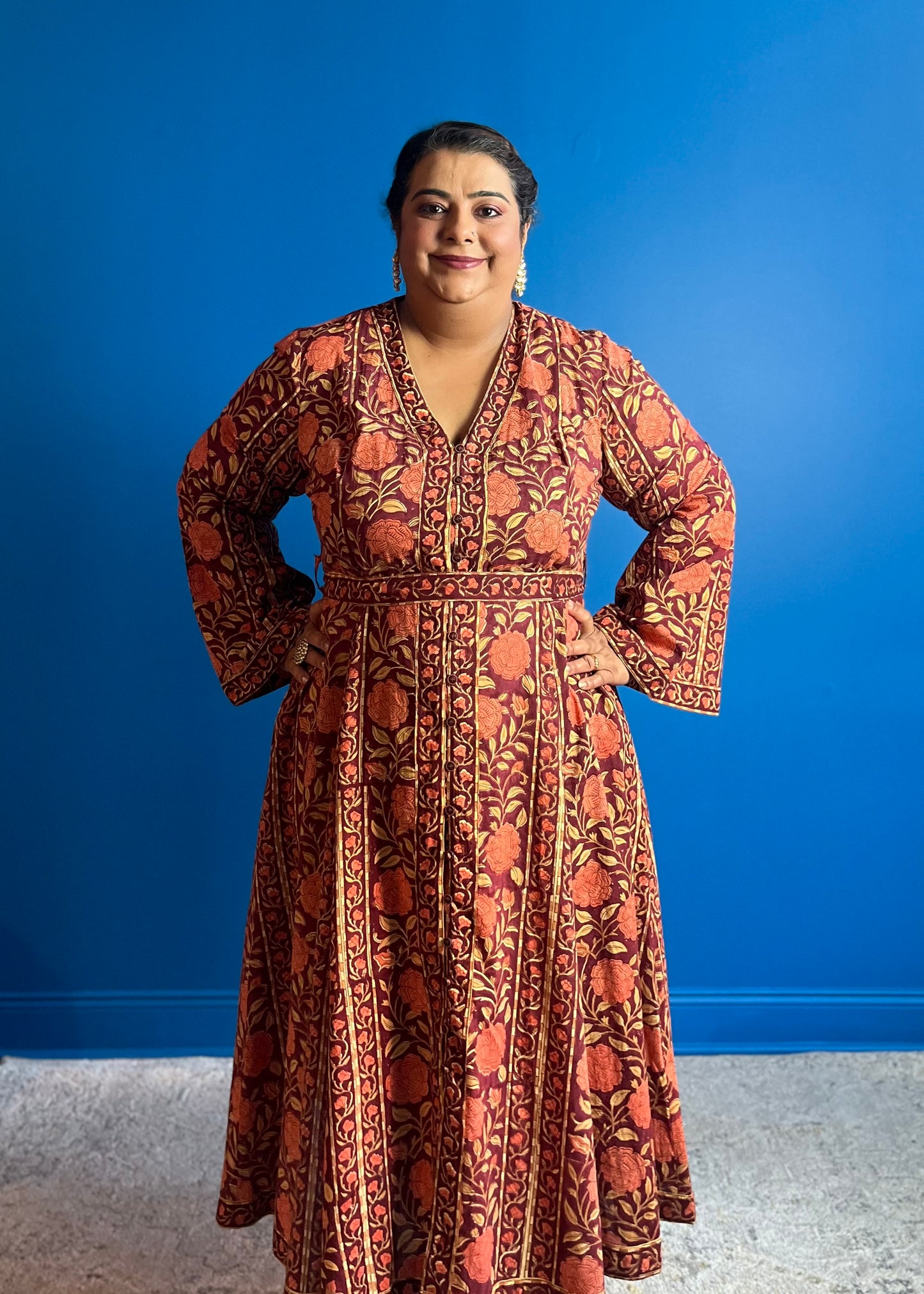 Bell Sleeve Dress ~ Maroon