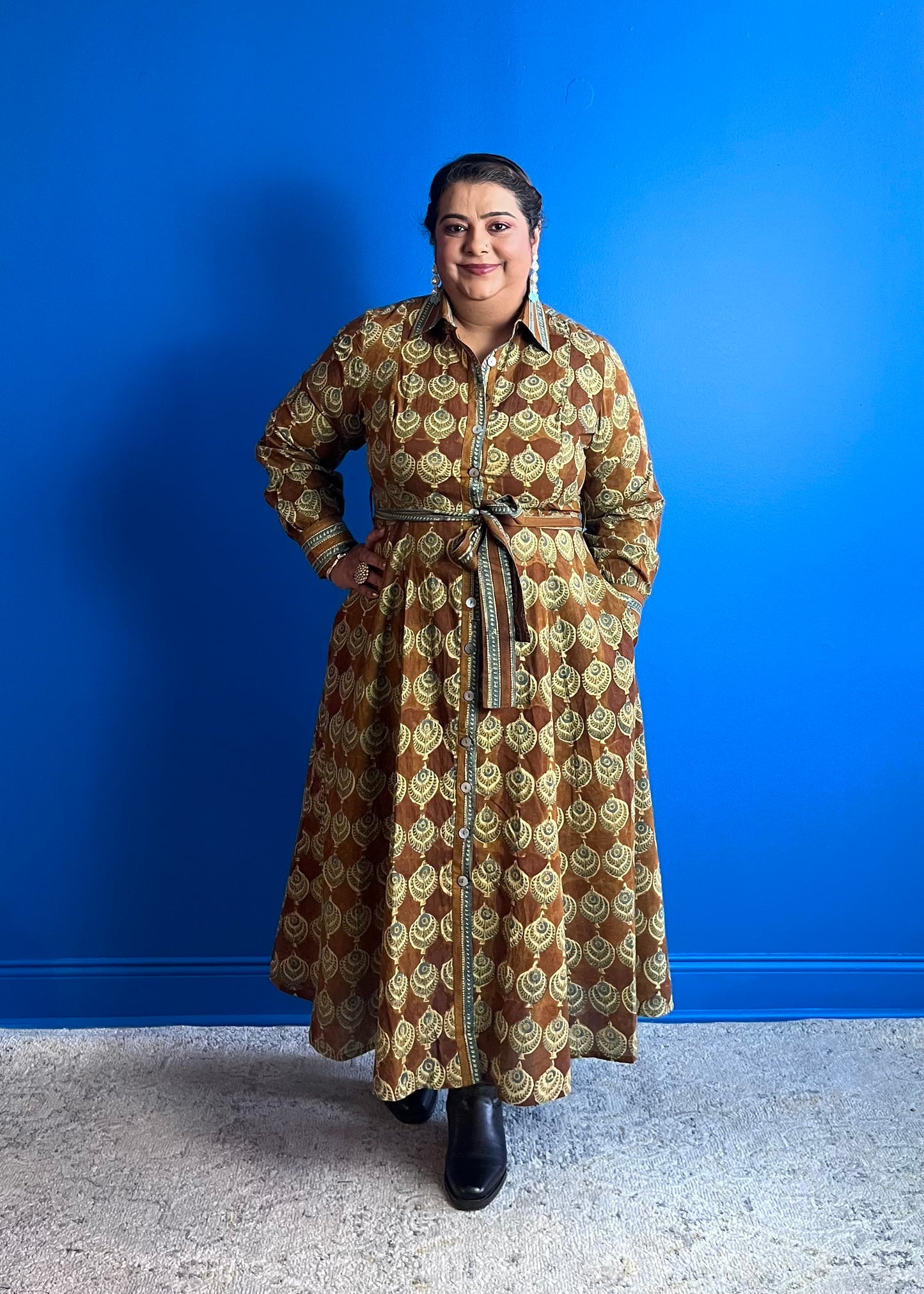 Fit and Flare Dress in Brown