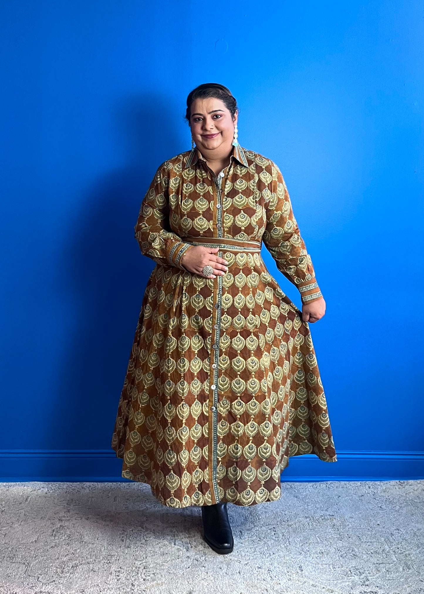 Fit and Flare Dress in Brown