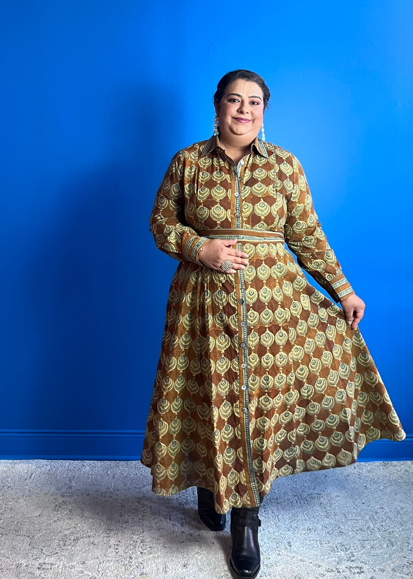 Fit and Flare Dress in Brown