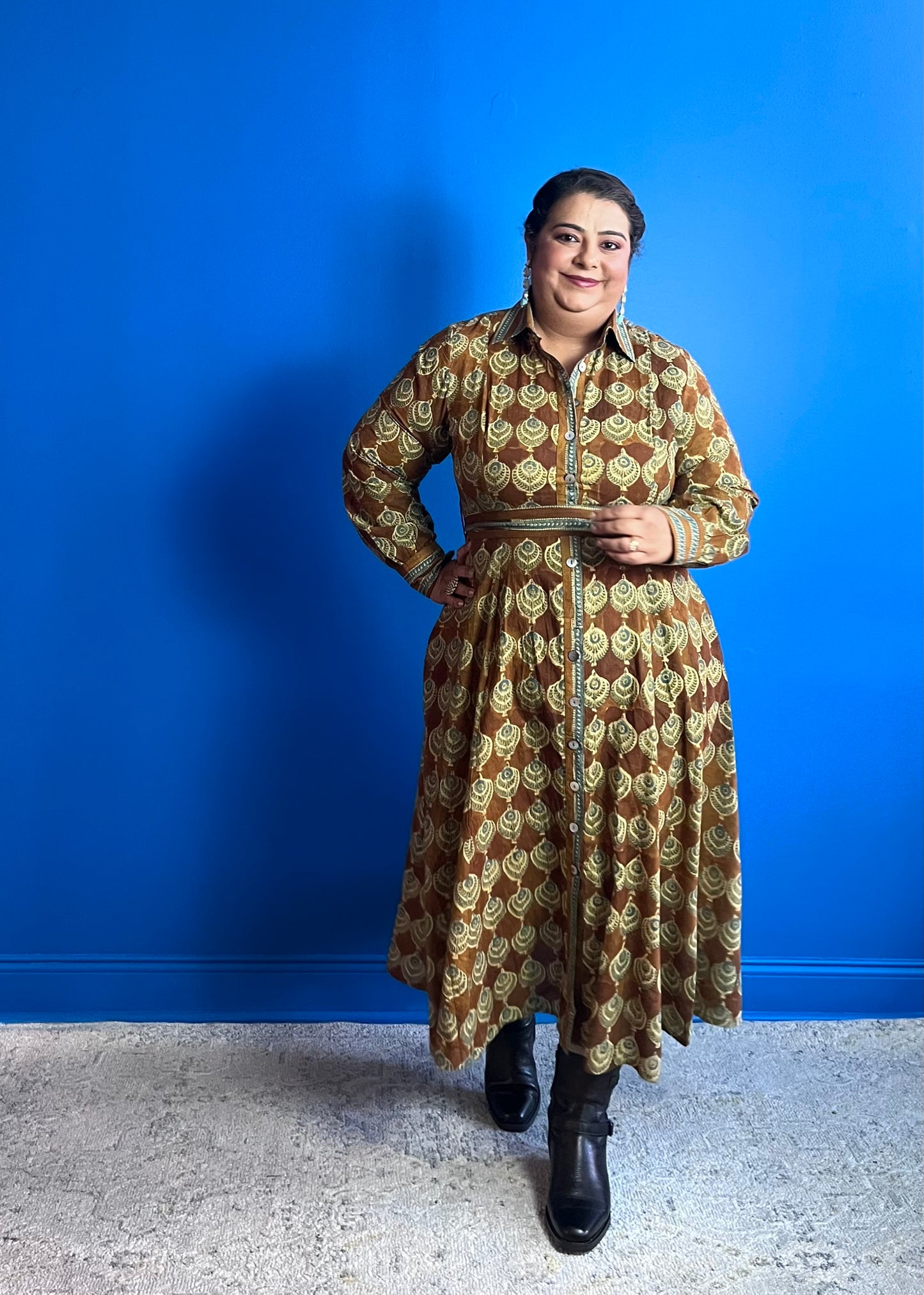 Fit and Flare Dress in Brown